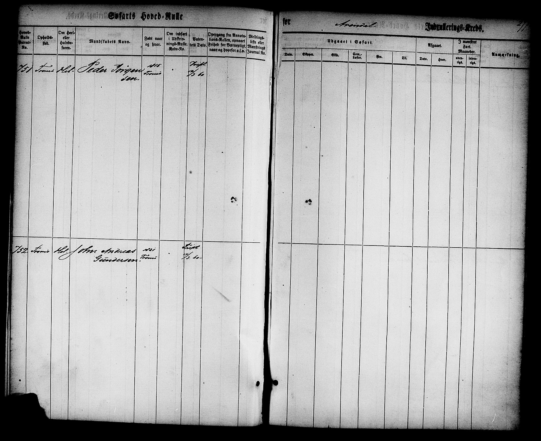 Arendal mønstringskrets, SAK/2031-0012/F/Fb/L0008: Hovedrulle nr 1-766, S-6, 1860-1865, p. 384