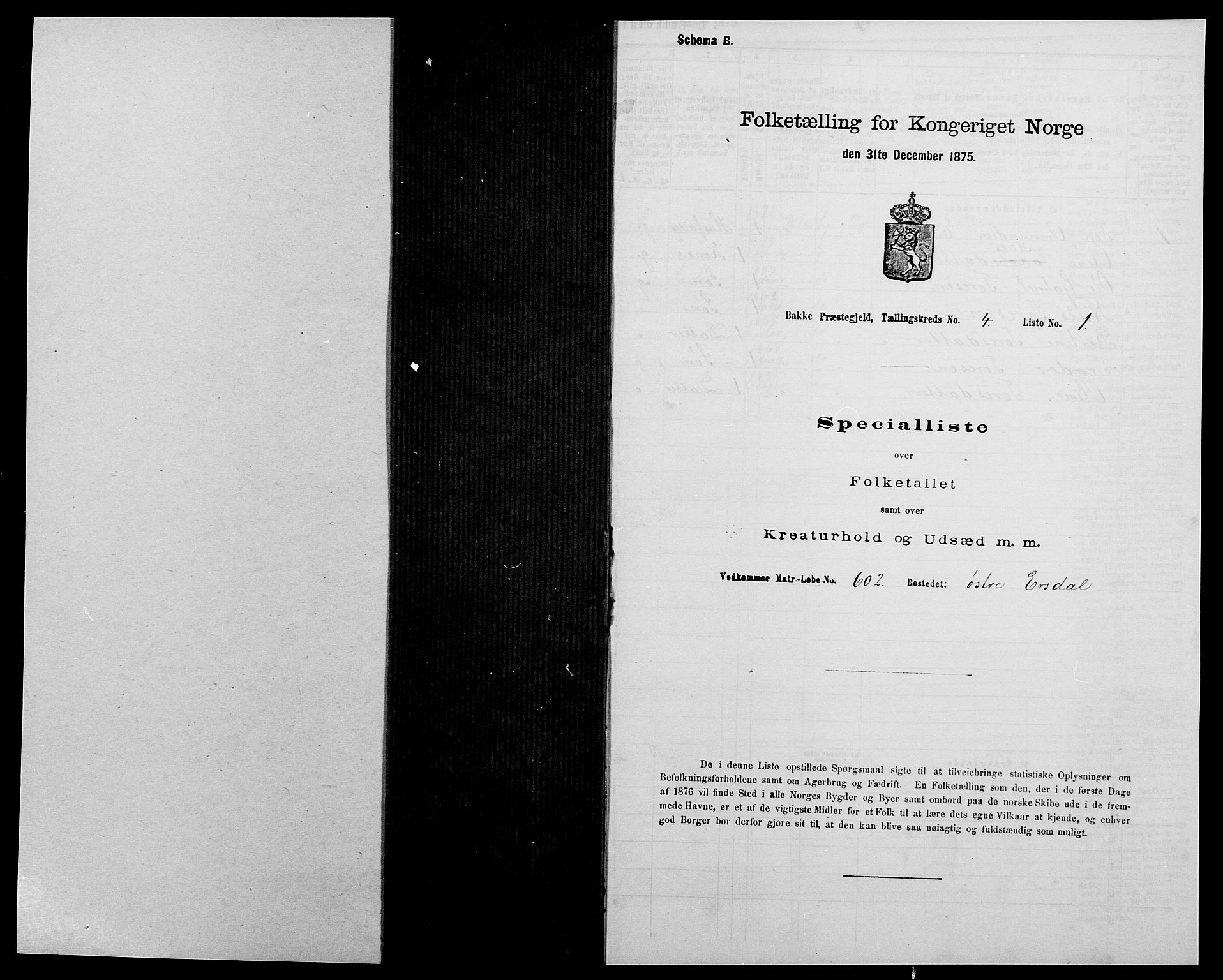 SAK, 1875 census for 1045P Bakke, 1875, p. 383