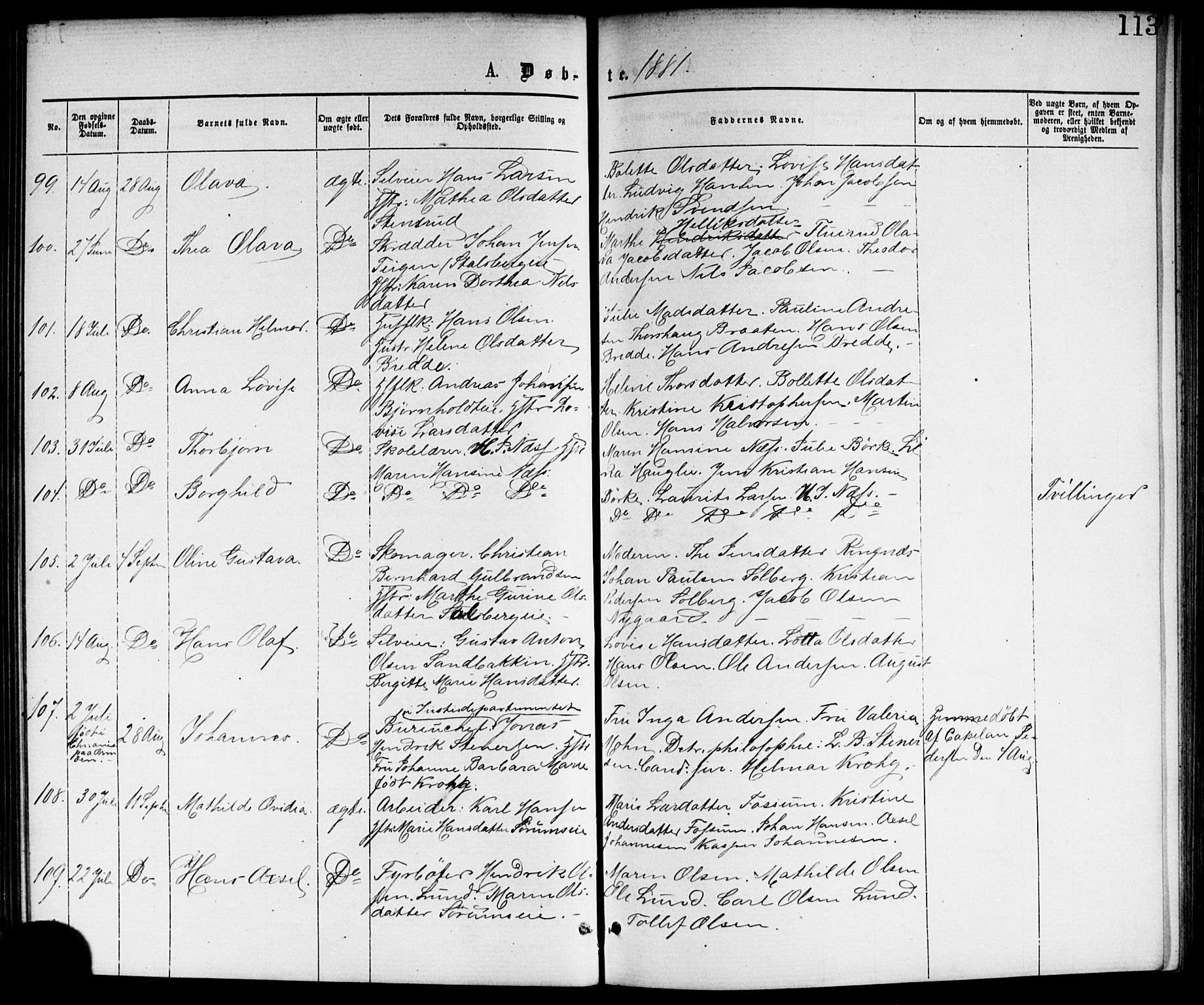 Skedsmo prestekontor Kirkebøker, AV/SAO-A-10033a/G/Ga/L0003: Parish register (copy) no. I 3, 1873-1882, p. 113