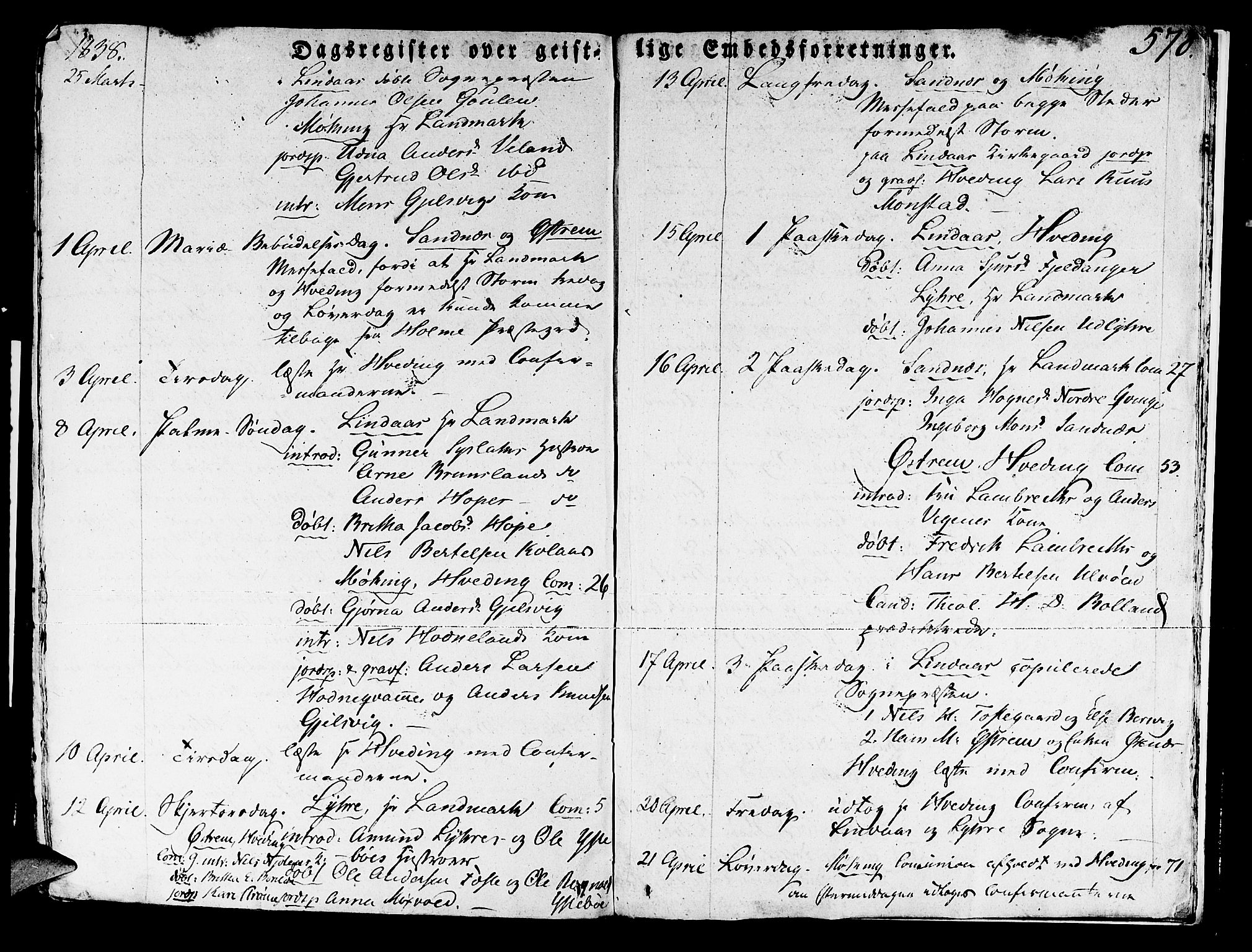 Lindås Sokneprestembete, SAB/A-76701/H/Haa: Parish register (official) no. A 8, 1823-1836, p. 578