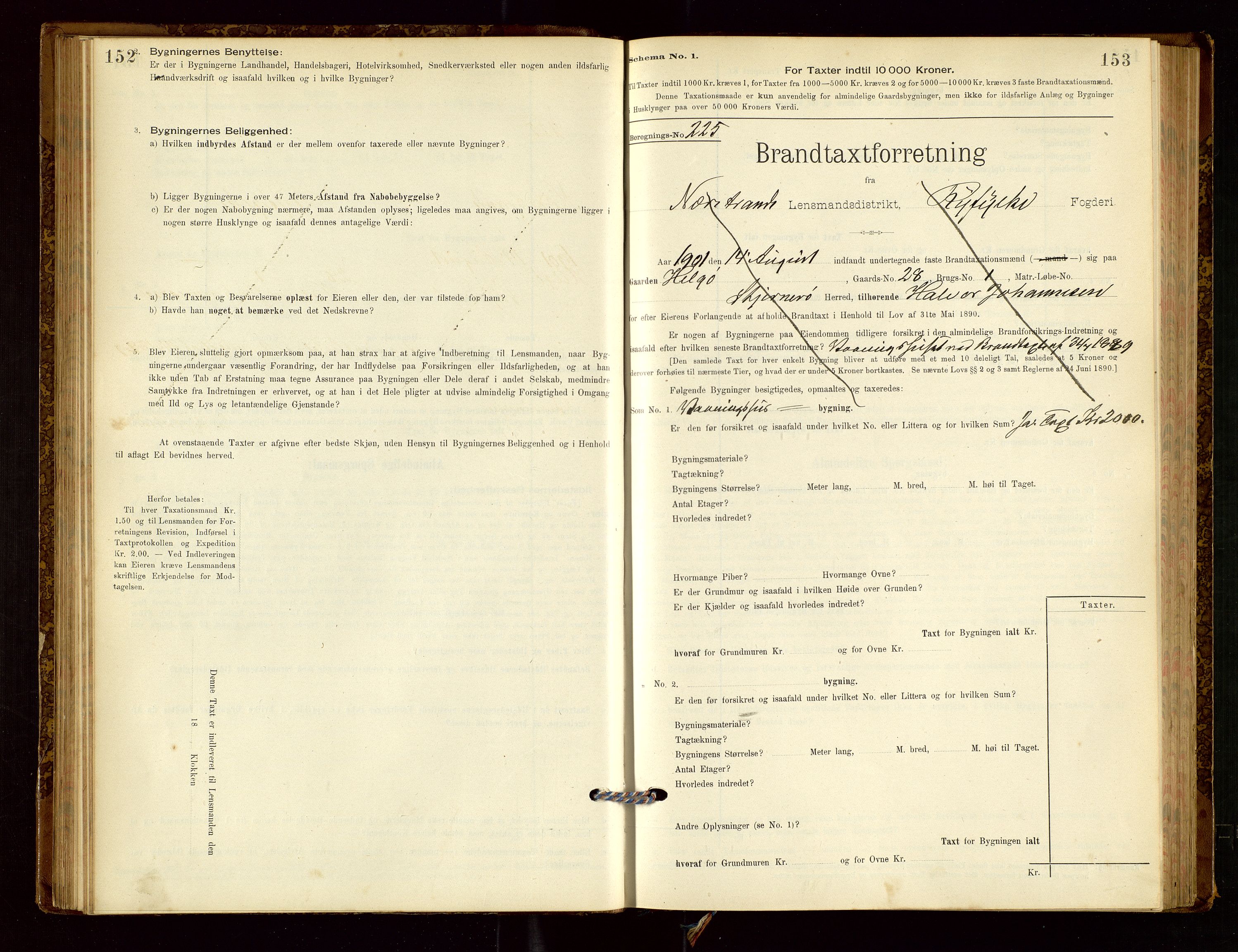 Nedstrand lensmannskontor, AV/SAST-A-100236/Gob/L0001: "Brandtaxationsprotokol for Nerstrand Lensmandsdistrikt Ryfylke fogderi", 1895-1915, p. 152-153