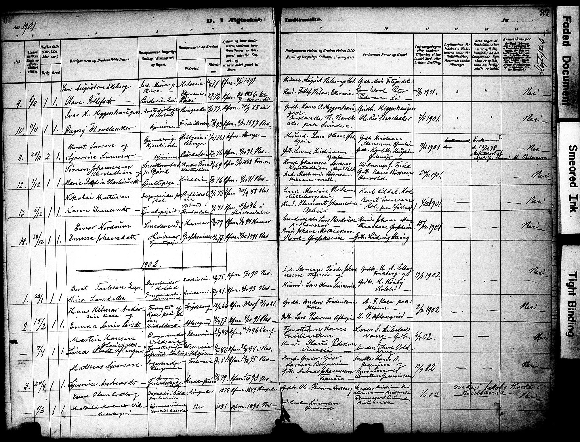 Nes prestekontor, Hedmark, SAH/PREST-020/K/Ka/L0008: Parish register (official) no. 8, 1883-1905, p. 37