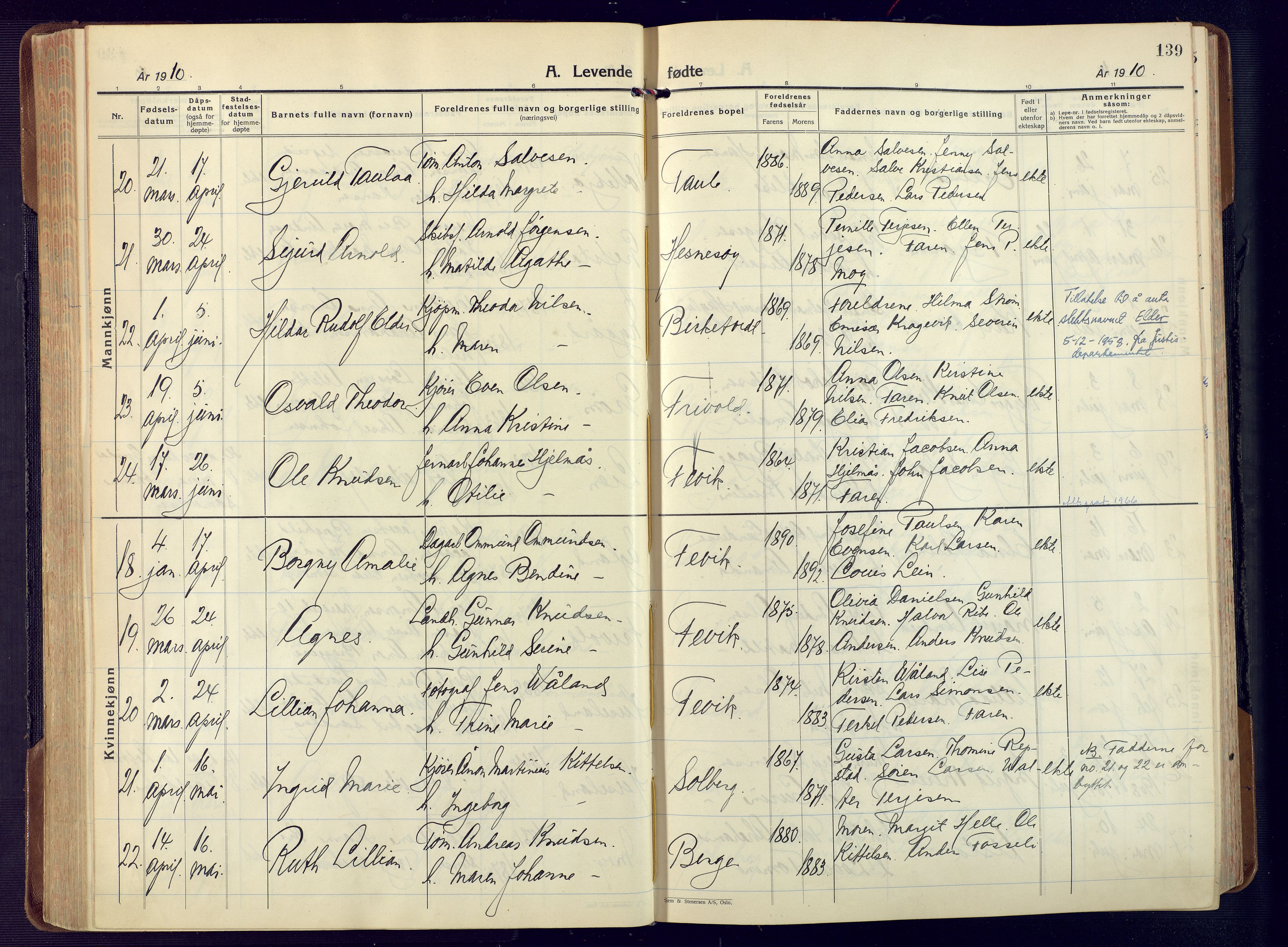 Fjære sokneprestkontor, AV/SAK-1111-0011/F/Fa/L0004: Parish register (official) no. A 4, 1902-1925, p. 139