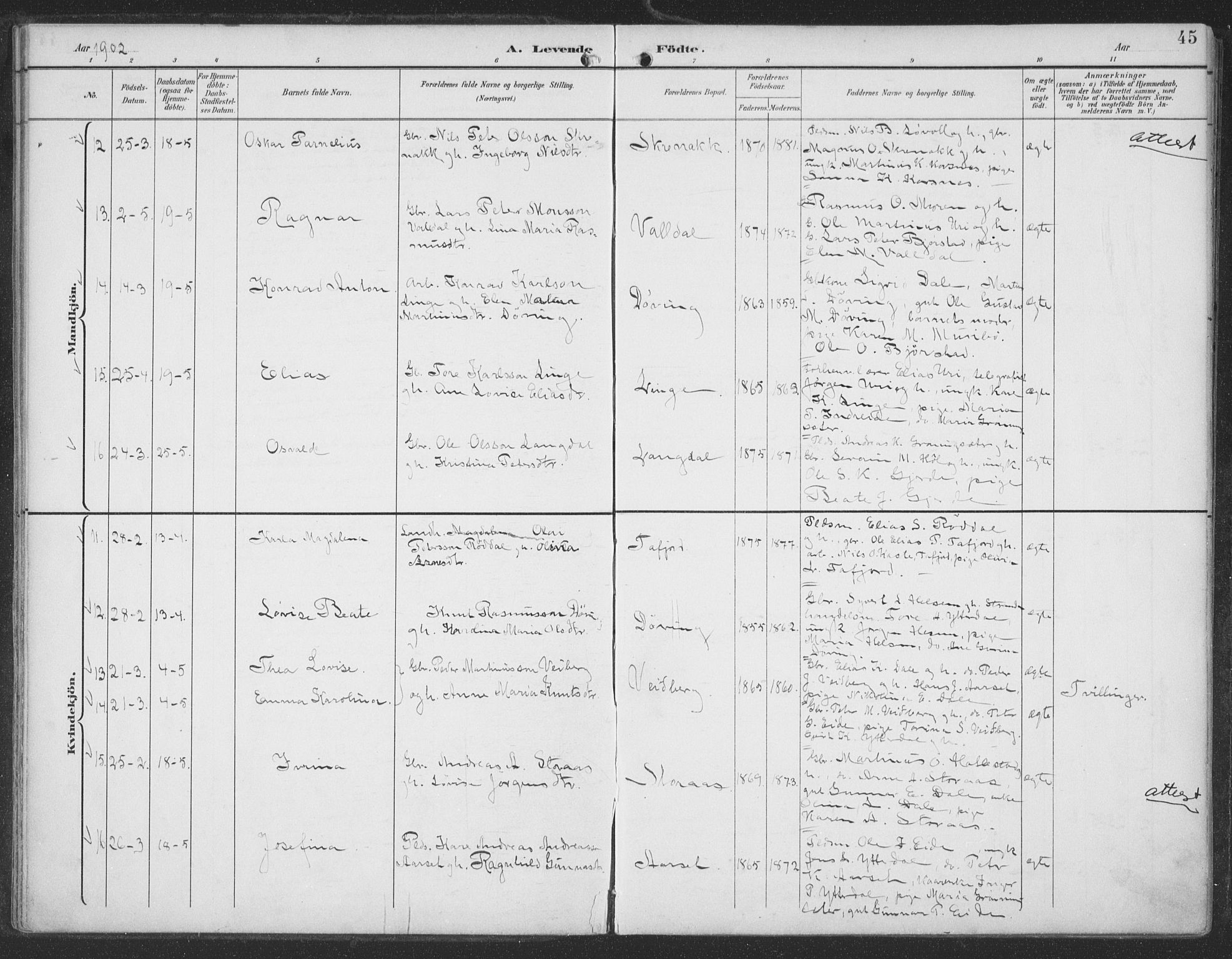 Ministerialprotokoller, klokkerbøker og fødselsregistre - Møre og Romsdal, SAT/A-1454/519/L0256: Parish register (official) no. 519A15, 1895-1912, p. 45