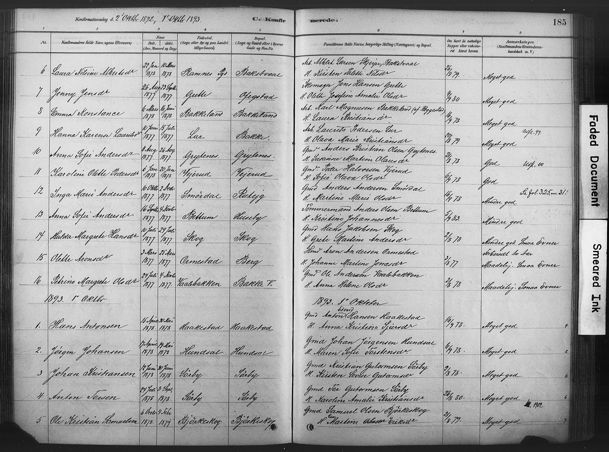 Våle kirkebøker, SAKO/A-334/F/Fa/L0011: Parish register (official) no. I 11, 1878-1906, p. 185