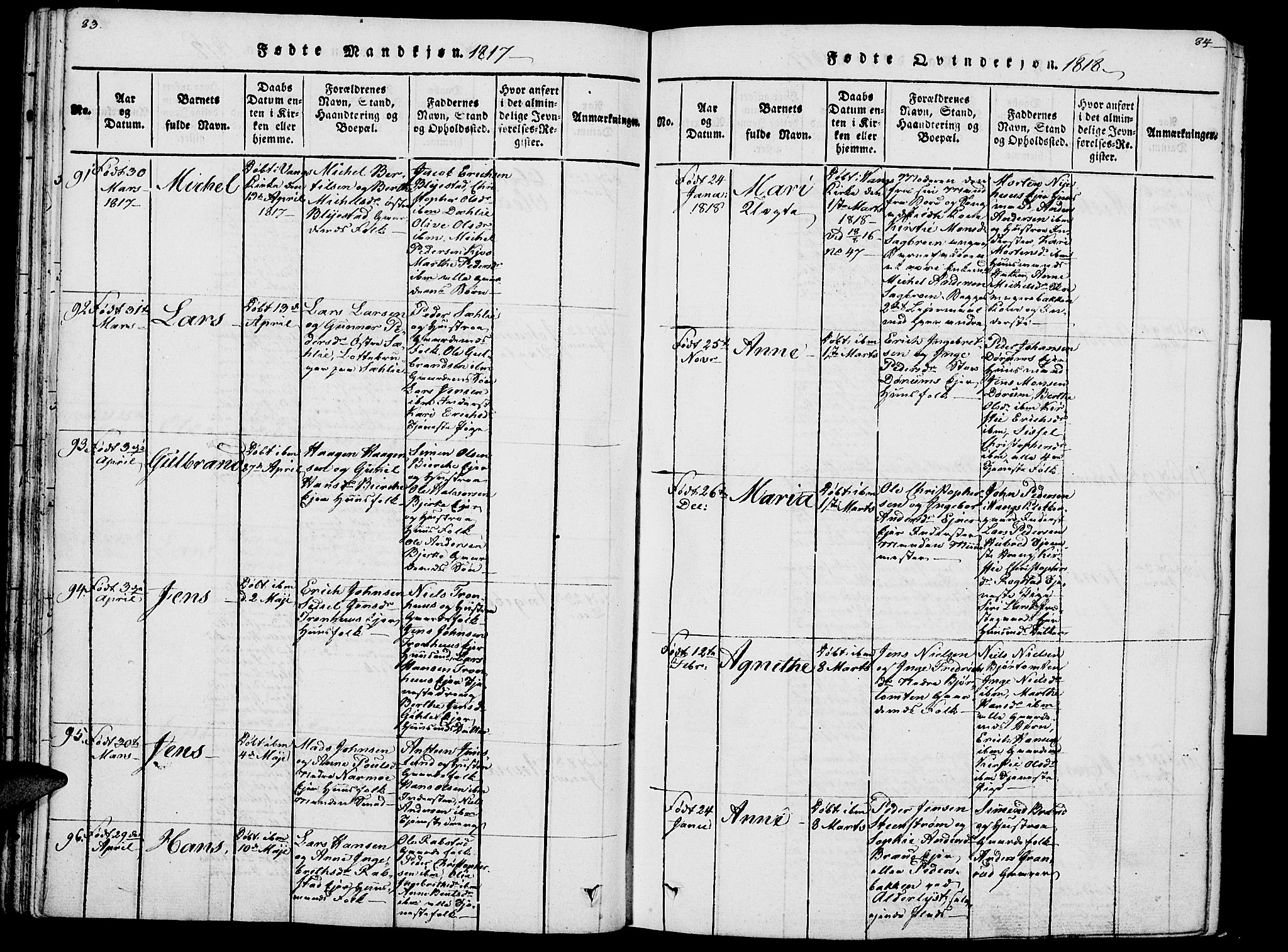 Vang prestekontor, Hedmark, SAH/PREST-008/H/Ha/Haa/L0007: Parish register (official) no. 7, 1813-1826, p. 83-84