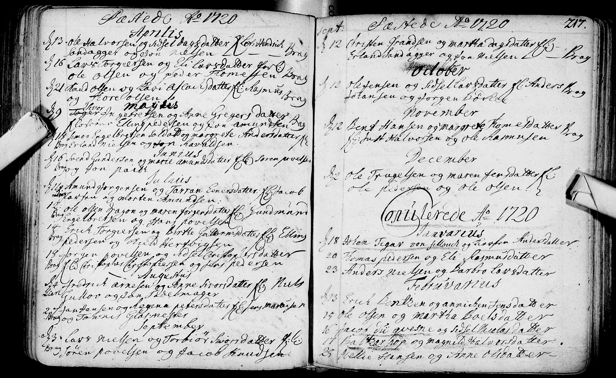 Bragernes kirkebøker, AV/SAKO-A-6/F/Fa/L0003: Parish register (official) no. I 3, 1706-1734, p. 217