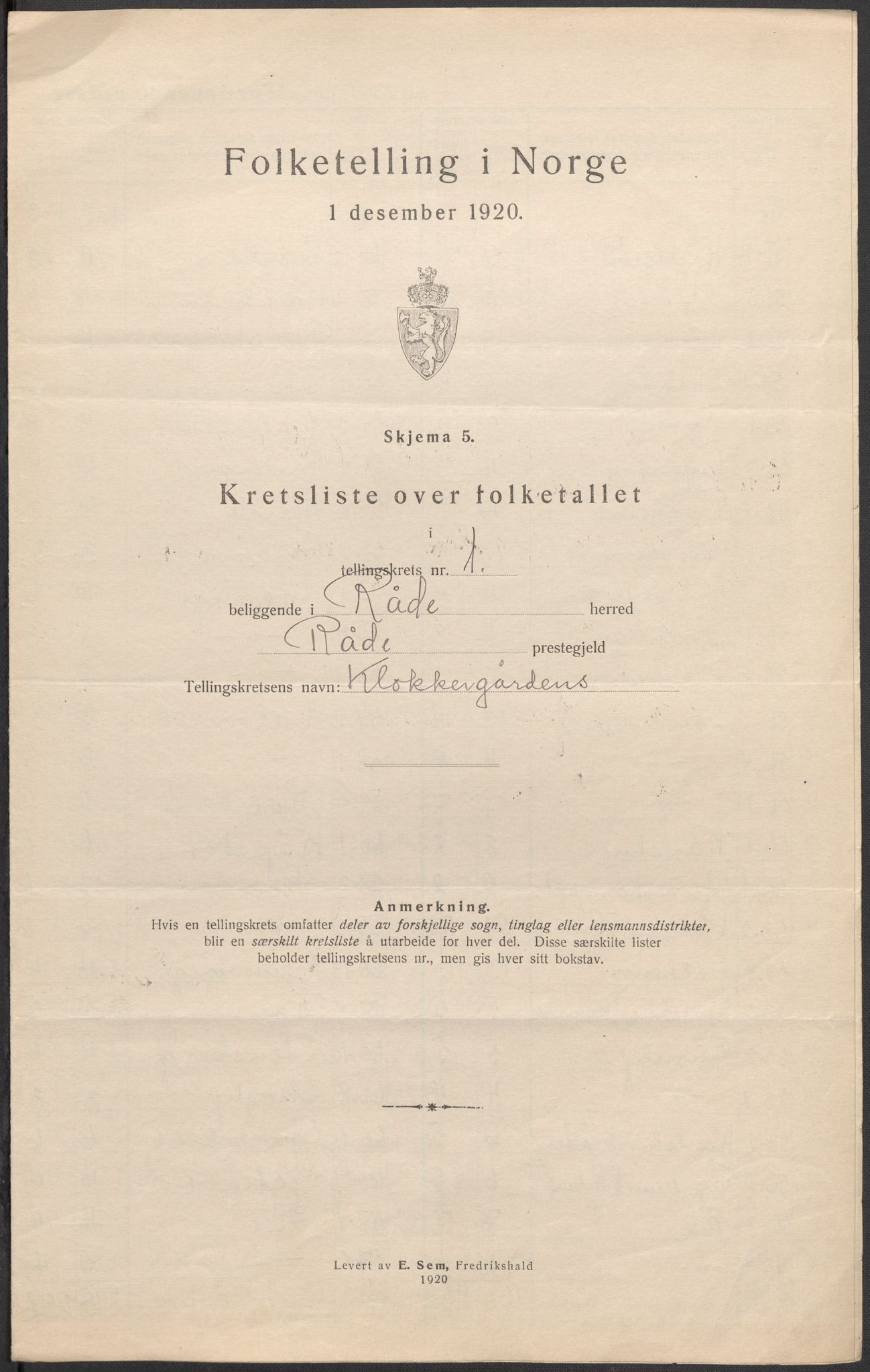 SAO, 1920 census for Råde, 1920, p. 13