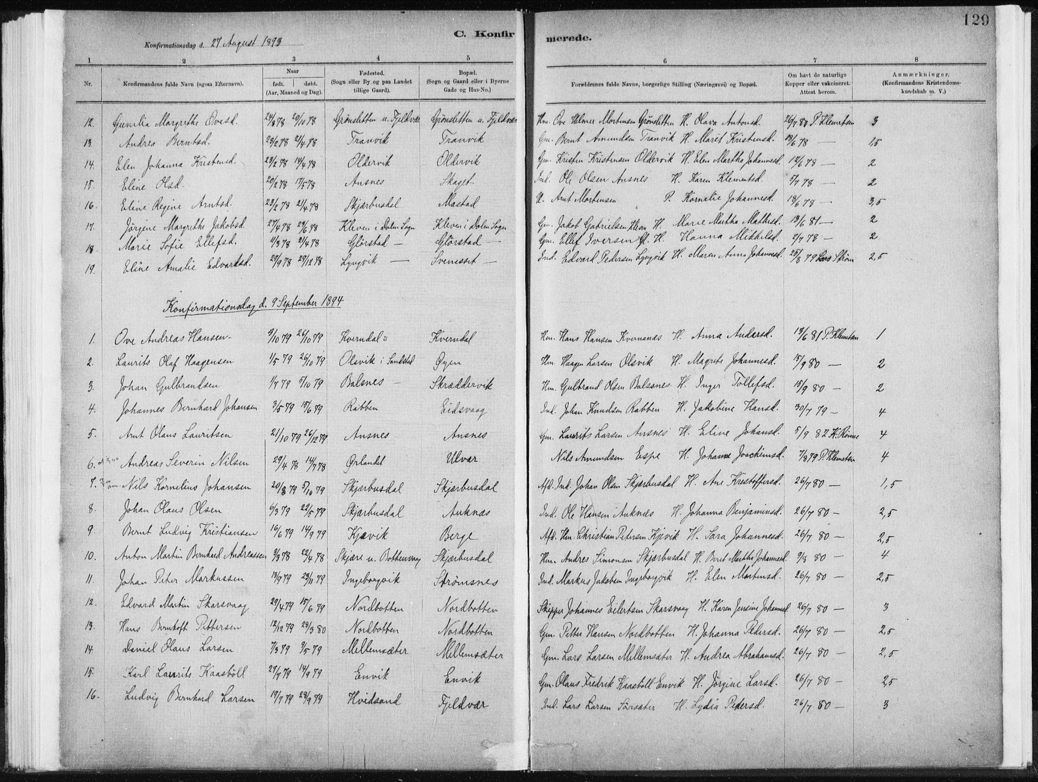 Ministerialprotokoller, klokkerbøker og fødselsregistre - Sør-Trøndelag, SAT/A-1456/637/L0558: Parish register (official) no. 637A01, 1882-1899, p. 129