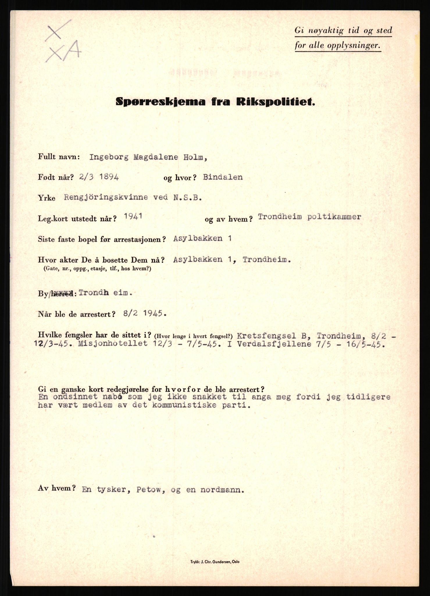 Rikspolitisjefen, AV/RA-S-1560/L/L0007: Heen, Erik C. - Iversen, Trygve, 1940-1945, p. 455