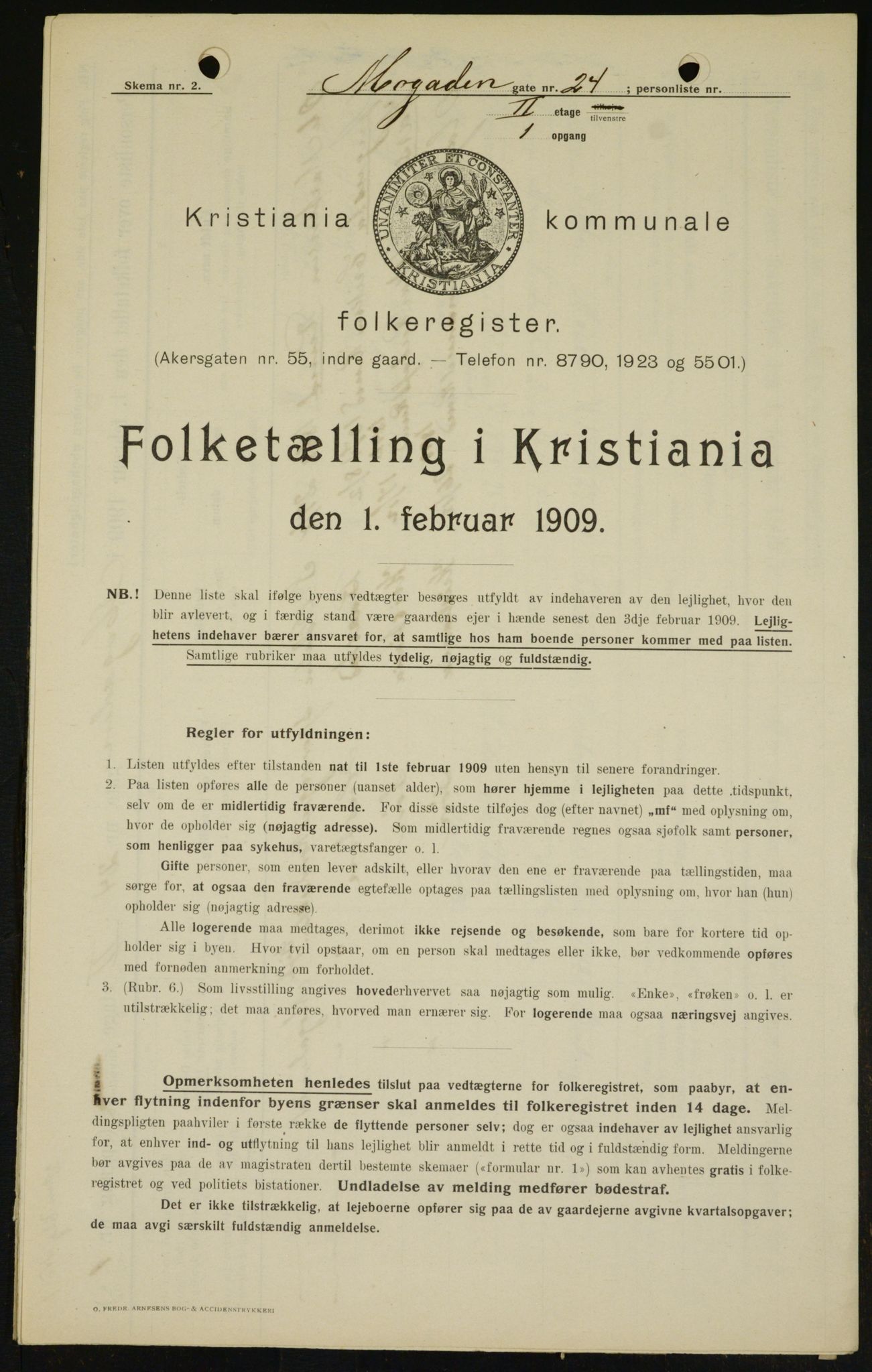 OBA, Municipal Census 1909 for Kristiania, 1909, p. 59387