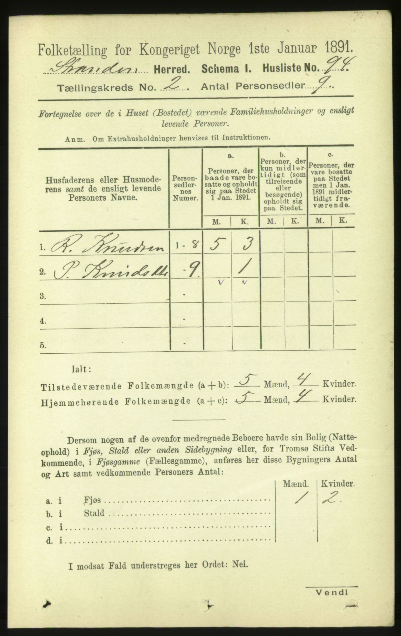 RA, 1891 census for 1525 Stranda, 1891, p. 290