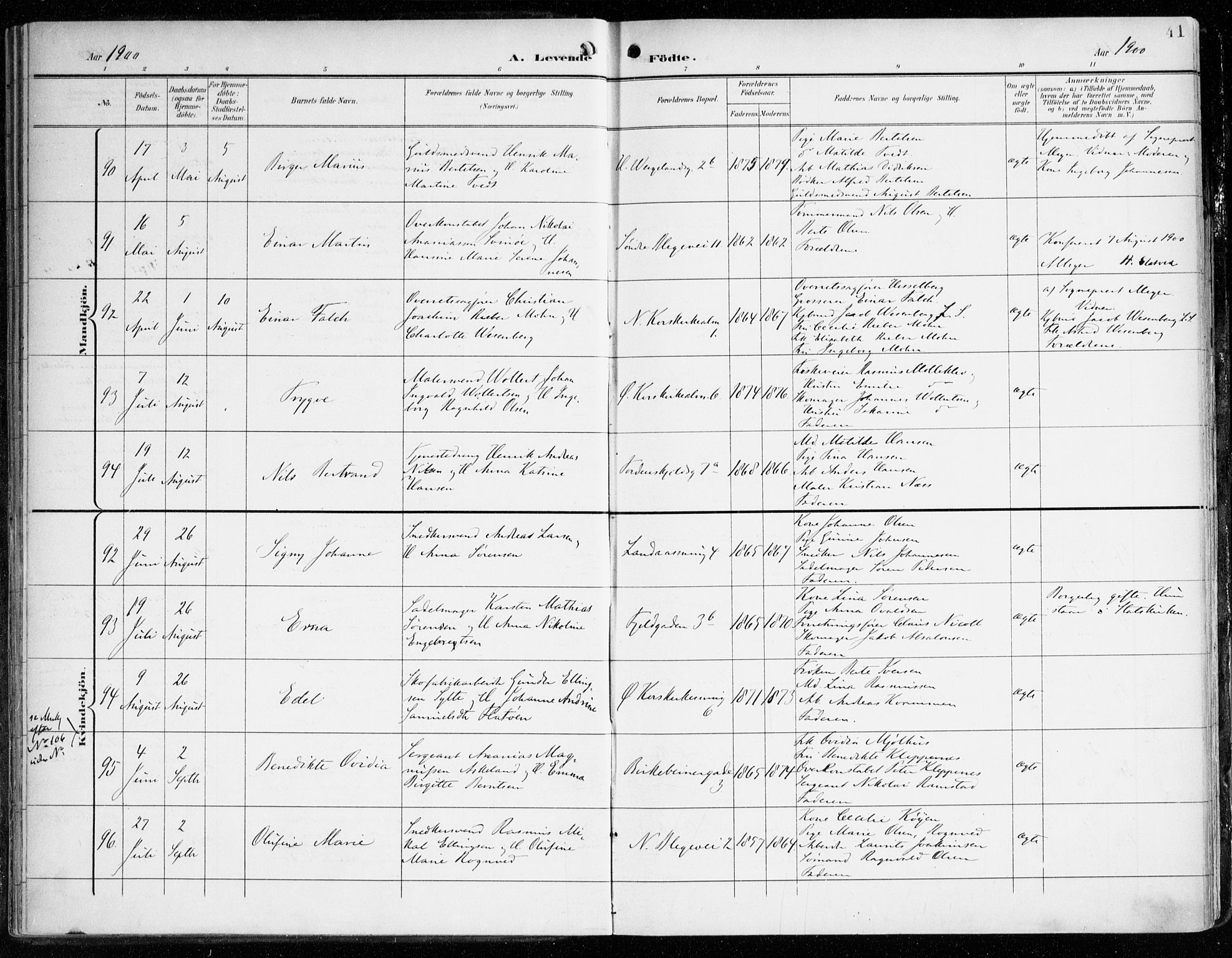 Korskirken sokneprestembete, SAB/A-76101/H/Haa/L0023: Parish register (official) no. B 9, 1899-1908, p. 41