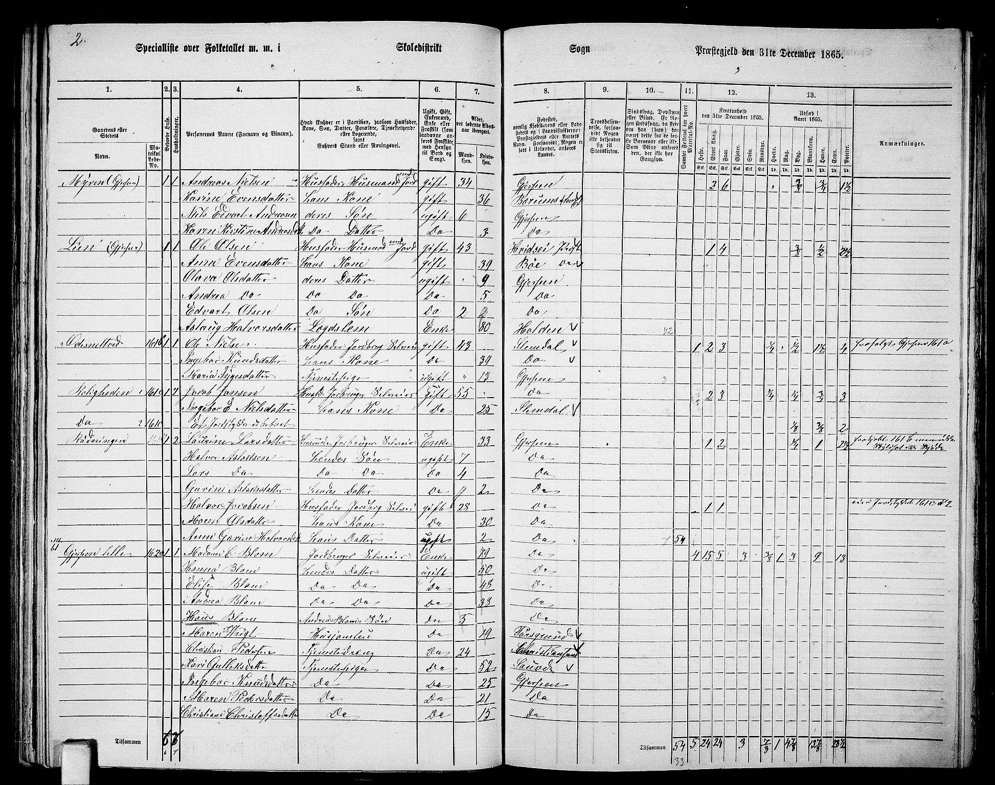 RA, 1865 census for Gjerpen, 1865, p. 176