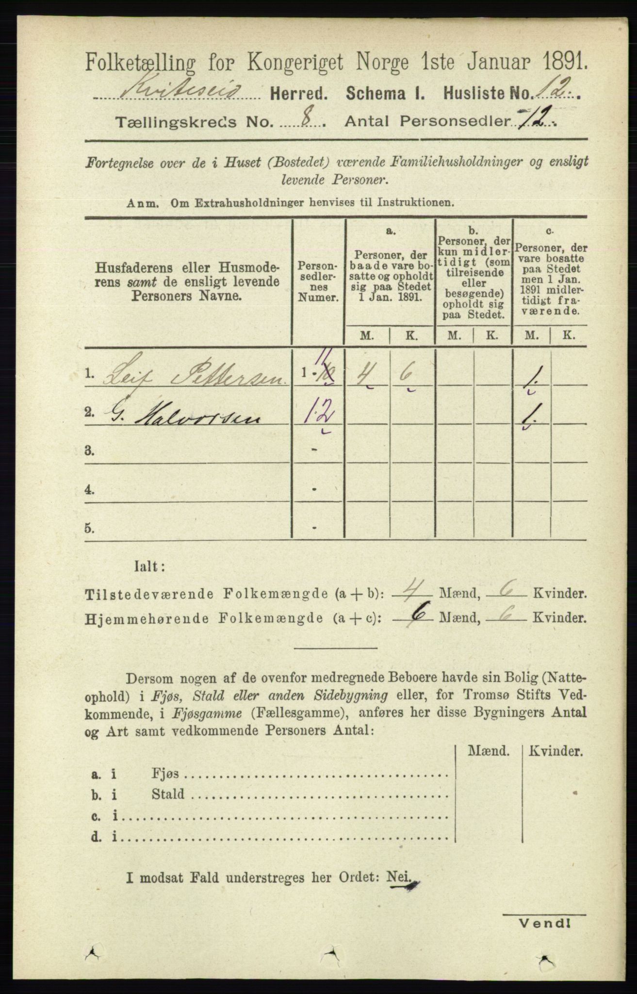 RA, 1891 census for 0829 Kviteseid, 1891, p. 1560