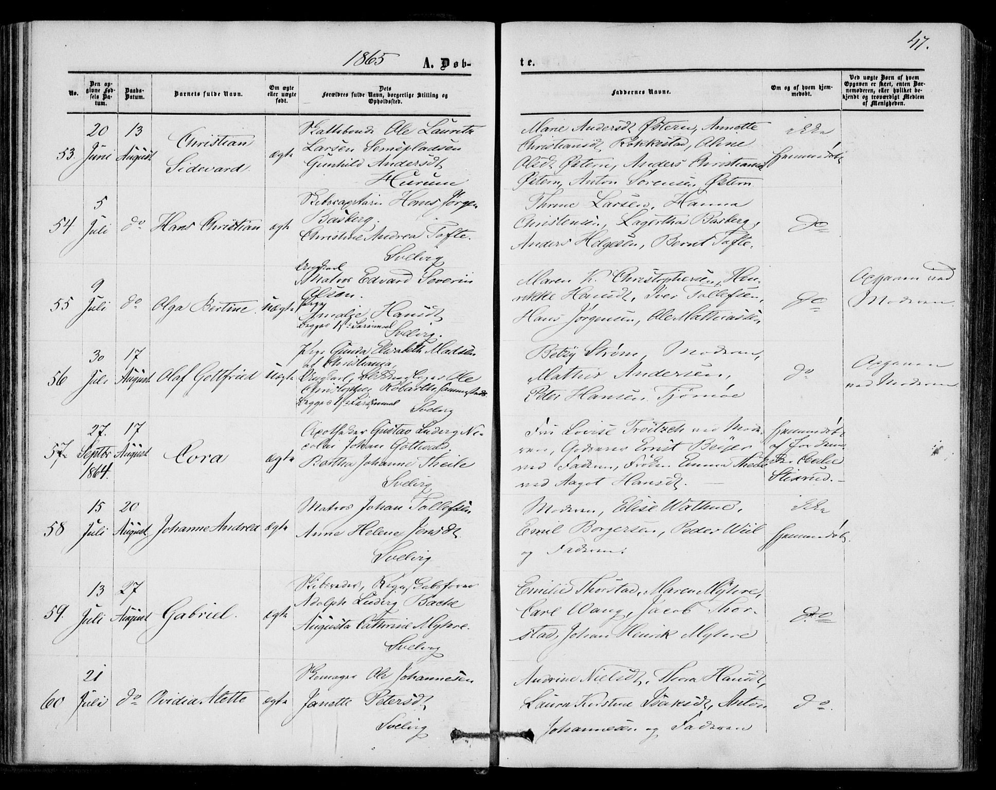 Strømm kirkebøker, SAKO/A-322/F/Fa/L0001: Parish register (official) no. I 1, 1861-1869, p. 47