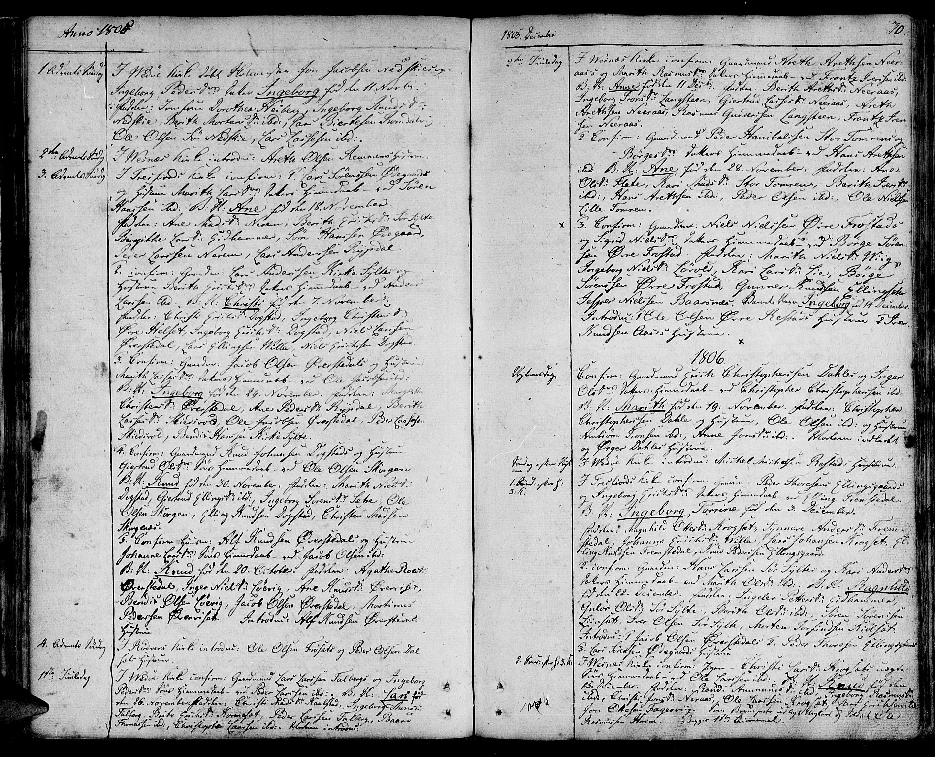 Ministerialprotokoller, klokkerbøker og fødselsregistre - Møre og Romsdal, AV/SAT-A-1454/547/L0601: Parish register (official) no. 547A03, 1799-1818, p. 70