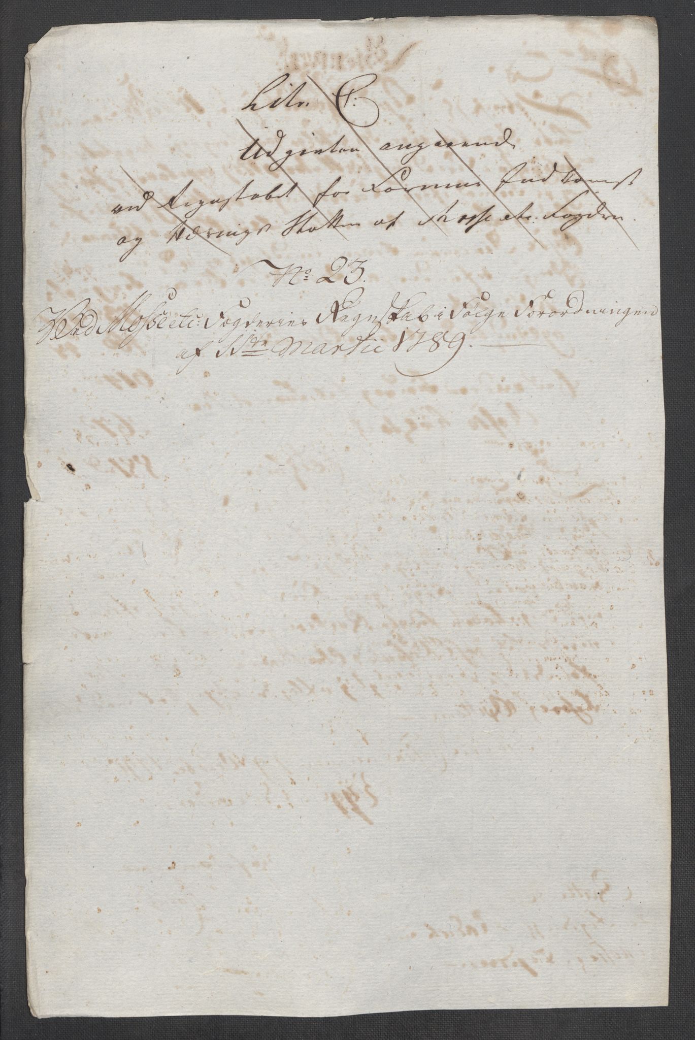 Rentekammeret inntil 1814, Reviderte regnskaper, Mindre regnskaper, AV/RA-EA-4068/Rf/Rfe/L0025: Moss, Onsøy, Tune og Veme fogderi. Namdal fogderi, 1789, p. 18