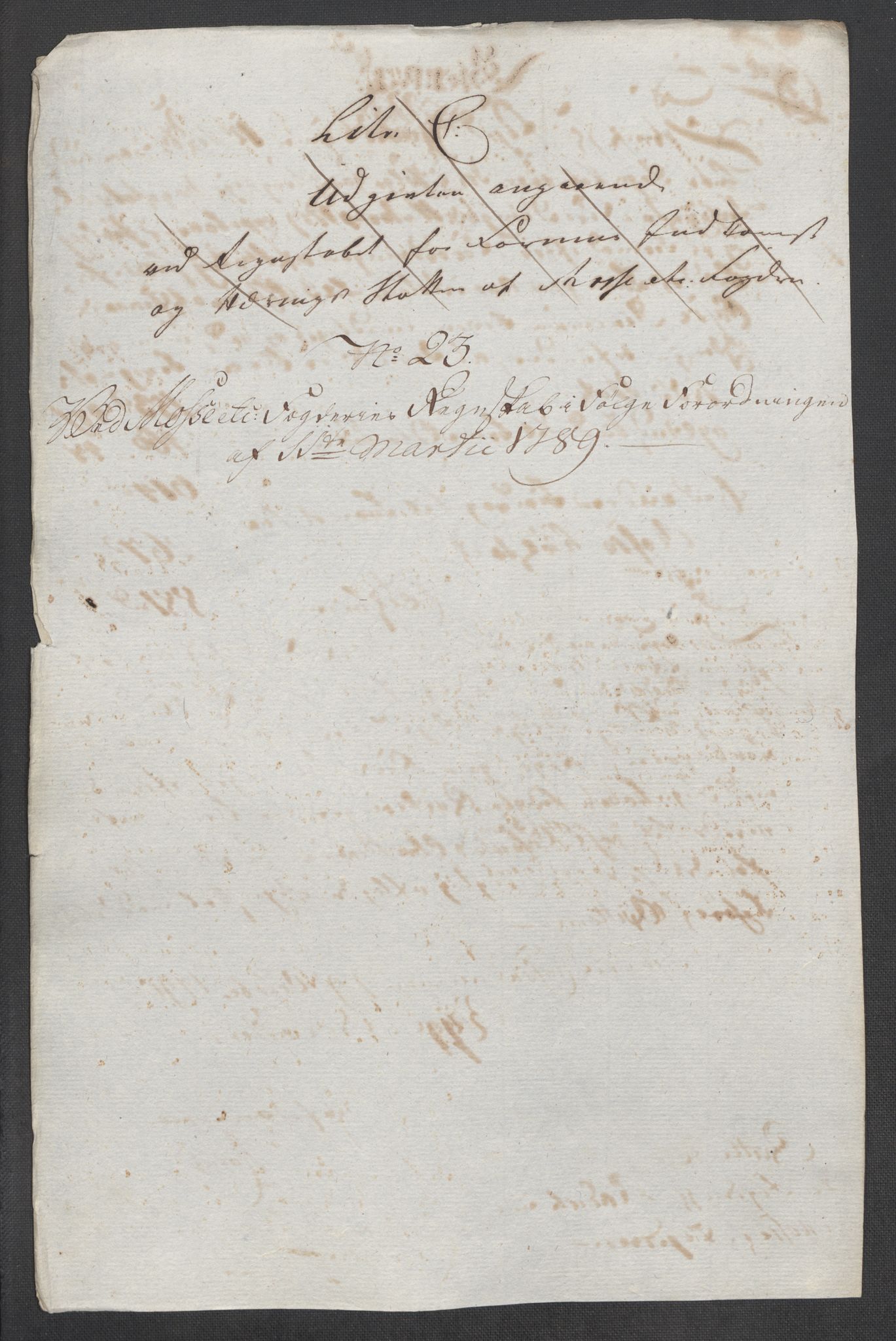 Rentekammeret inntil 1814, Reviderte regnskaper, Mindre regnskaper, RA/EA-4068/Rf/Rfe/L0025: Moss, Onsøy, Tune og Veme fogderi. Namdal fogderi, 1789, p. 18