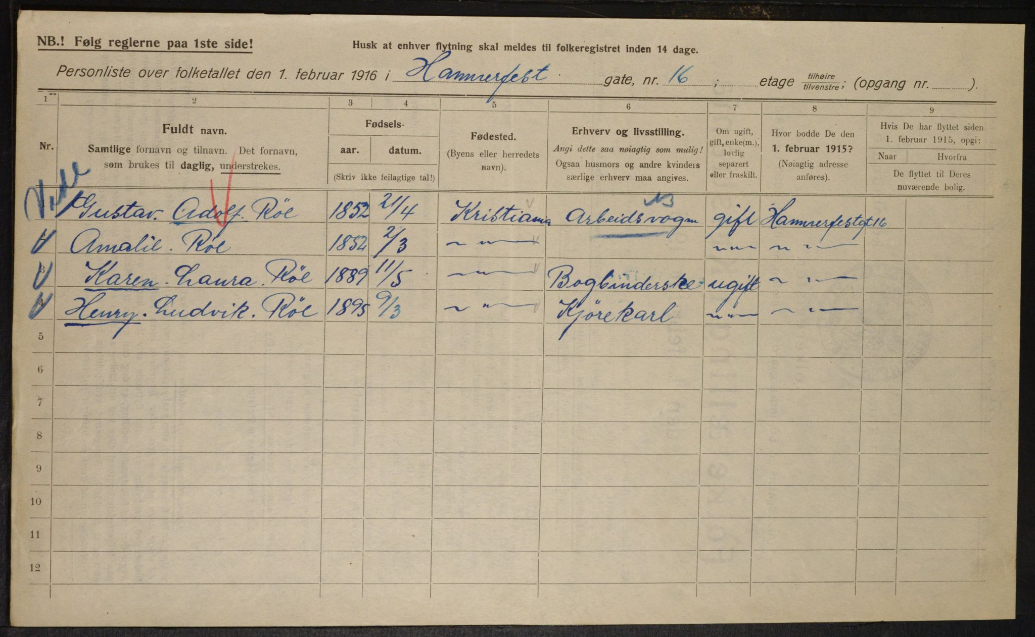 OBA, Municipal Census 1916 for Kristiania, 1916, p. 34917