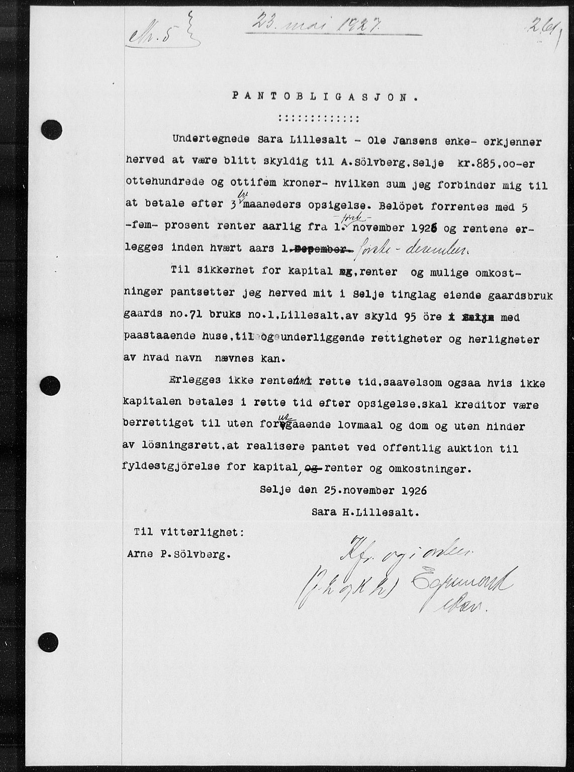 Nordfjord sorenskriveri, SAB/A-2801/02/02b/02ba/L0068: Mortgage book no. II.B.a.68, 1927-1927, Deed date: 23.05.1927