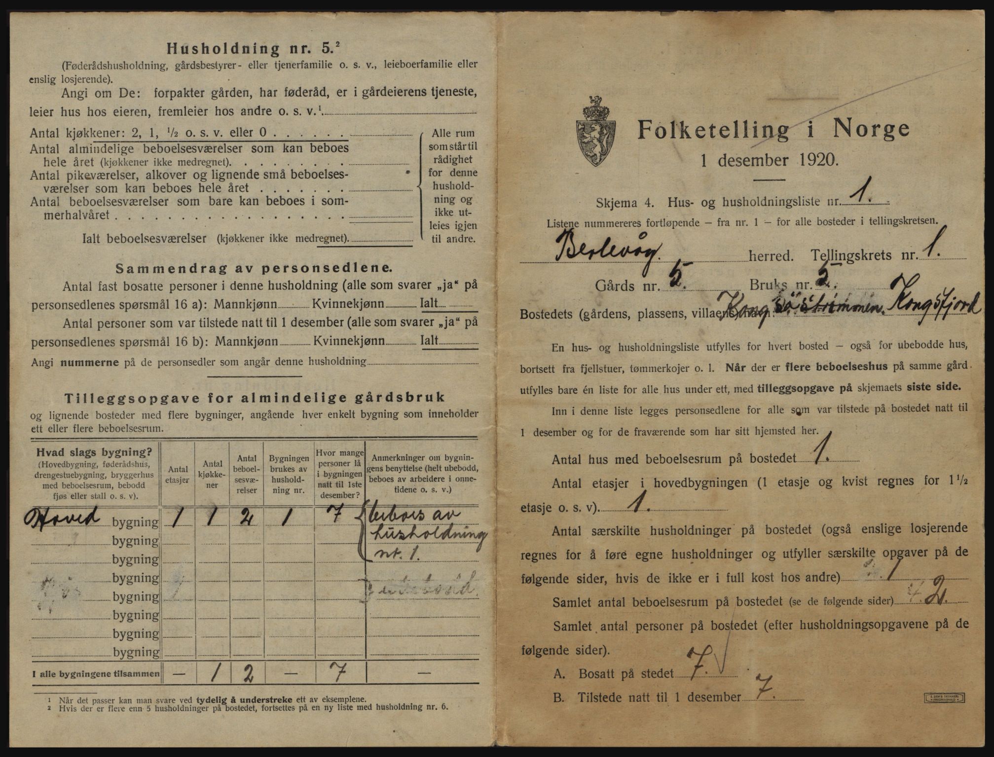 SATØ, 1920 census for Berlevåg, 1920, p. 22