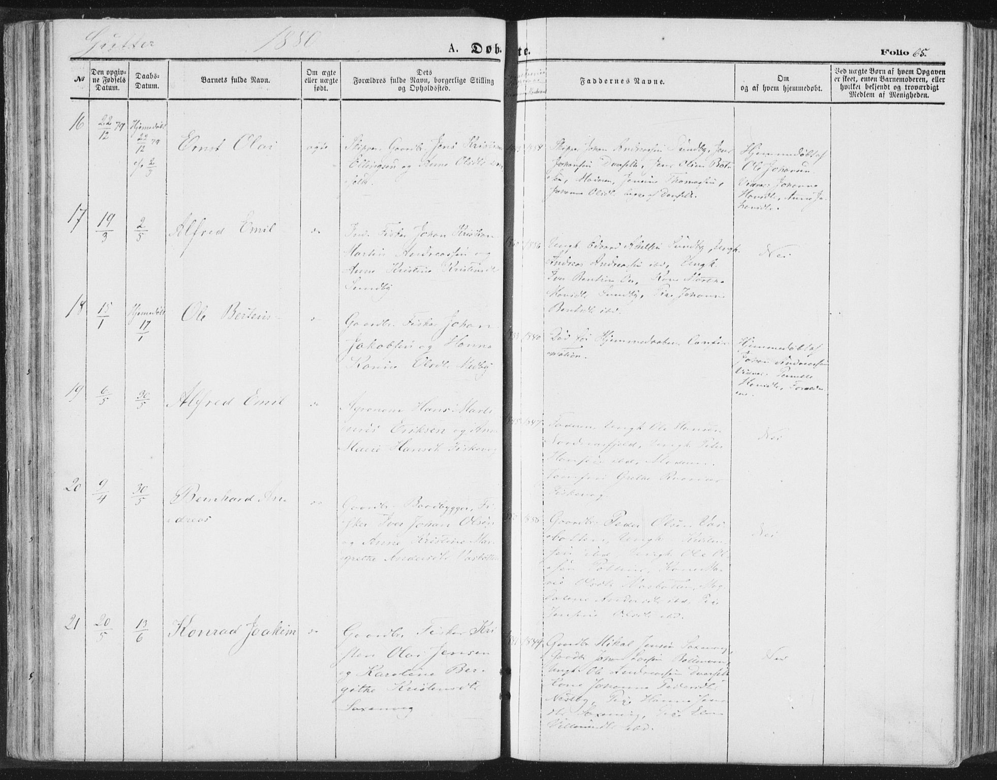 Ministerialprotokoller, klokkerbøker og fødselsregistre - Nordland, AV/SAT-A-1459/847/L0668: Parish register (official) no. 847A08, 1872-1886, p. 65