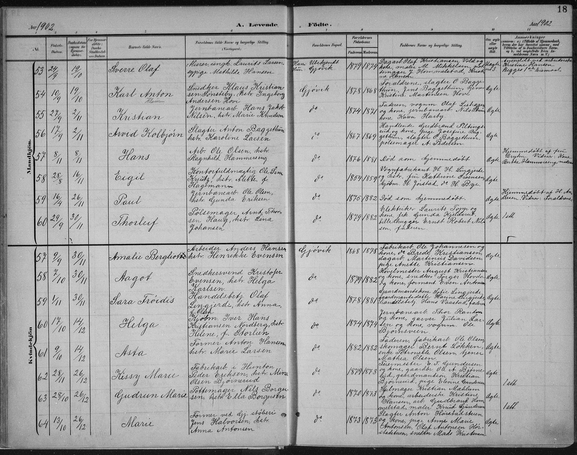 Vardal prestekontor, AV/SAH-PREST-100/H/Ha/Haa/L0013: Parish register (official) no. 13, 1901-1911, p. 18