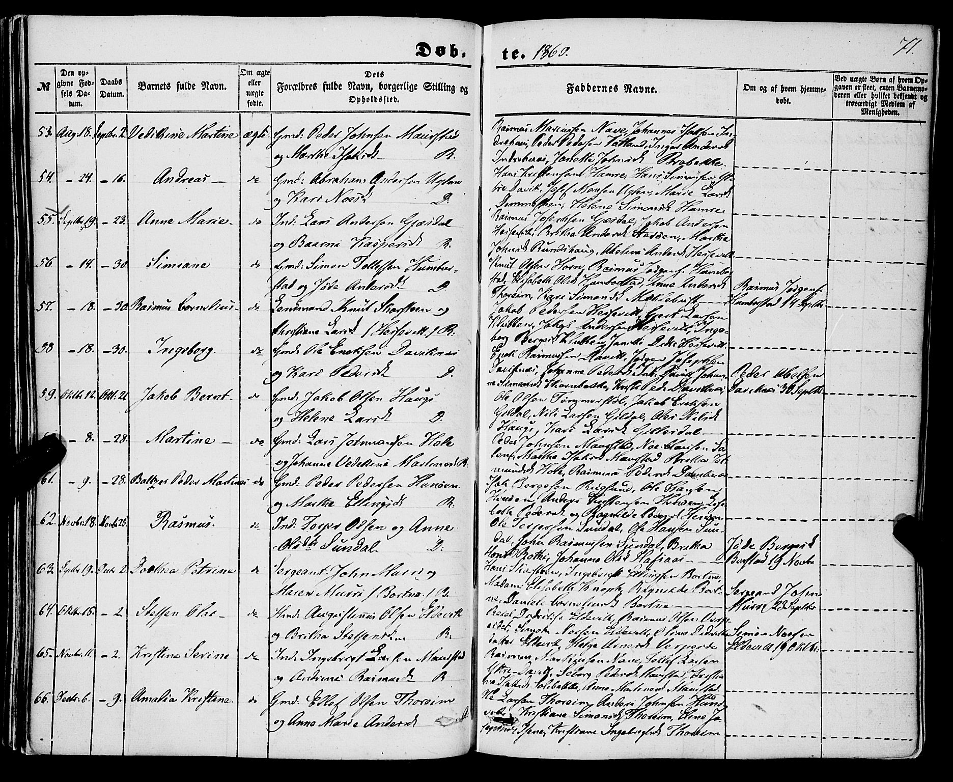 Davik sokneprestembete, AV/SAB-A-79701/H/Haa/Haaa/L0005: Parish register (official) no. A 5, 1850-1866, p. 71