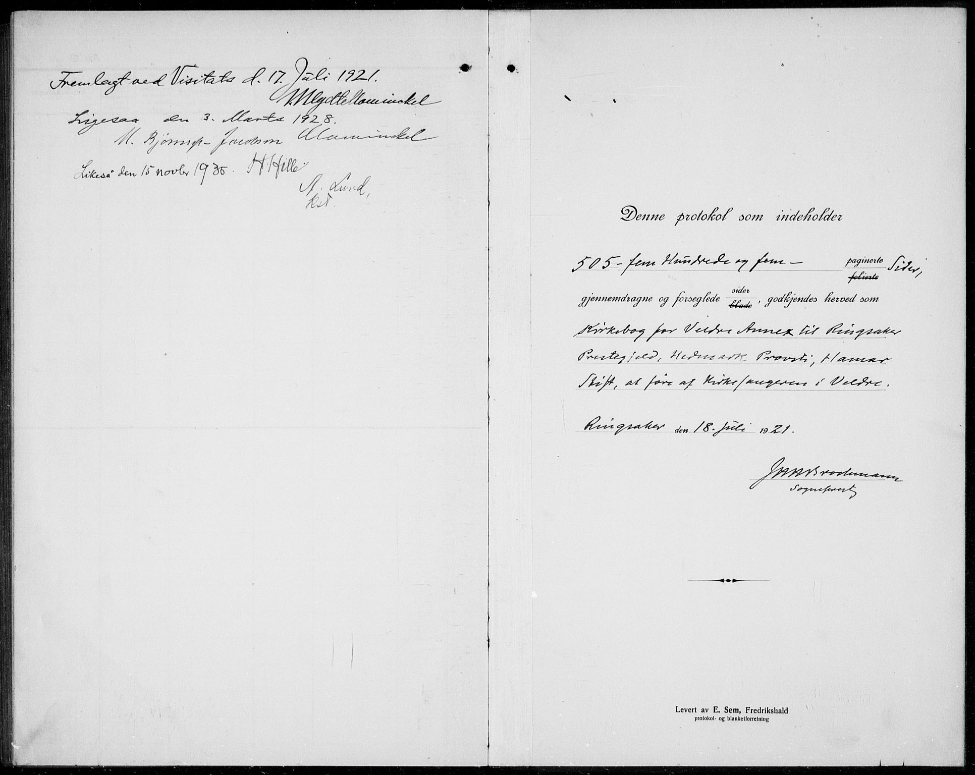 Veldre prestekontor, SAH/PREST-018/L/La/L0001: Parish register (copy) no. 1, 1921-1934
