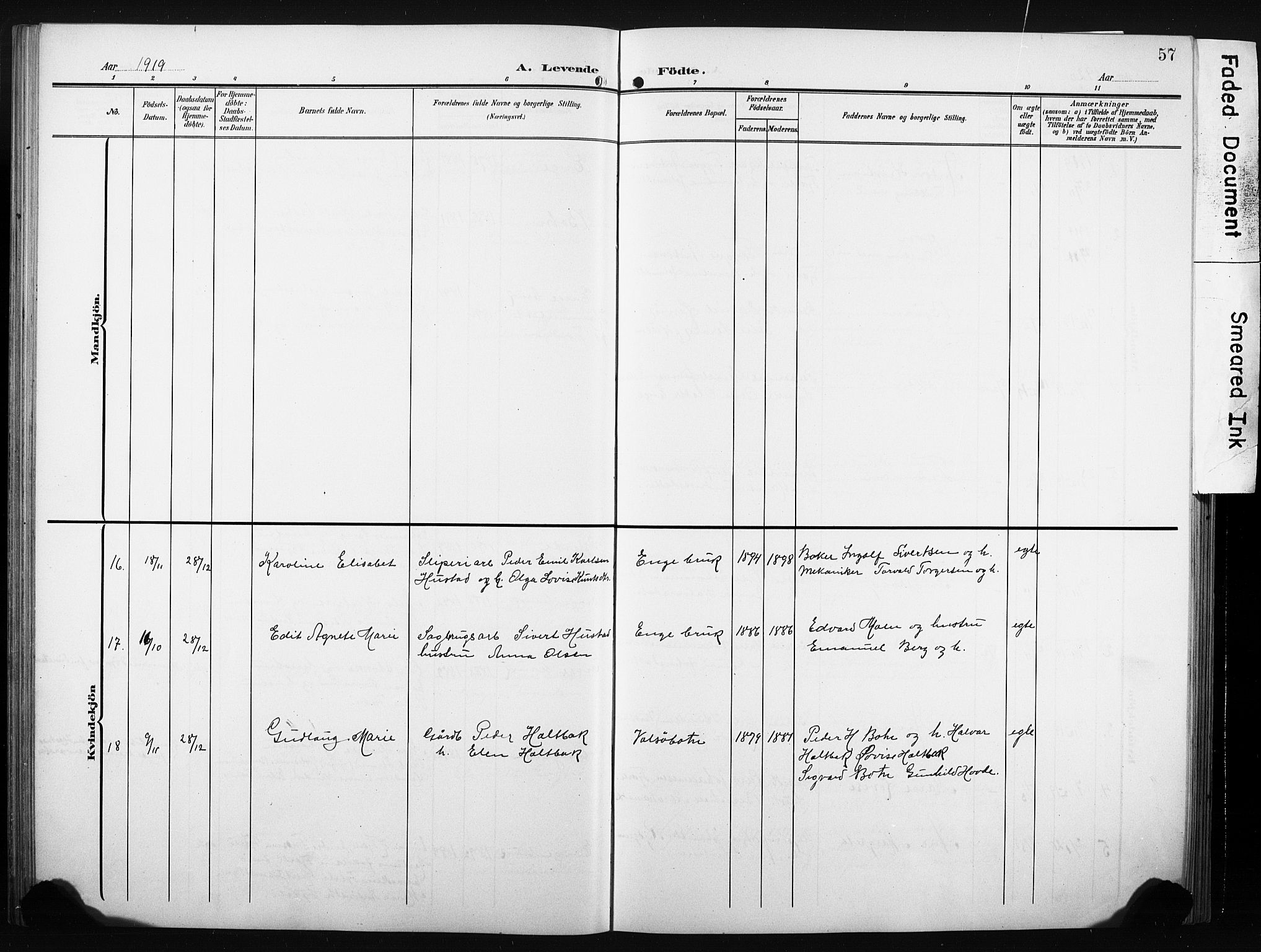 Ministerialprotokoller, klokkerbøker og fødselsregistre - Møre og Romsdal, AV/SAT-A-1454/580/L0927: Parish register (copy) no. 580C02, 1904-1932, p. 57