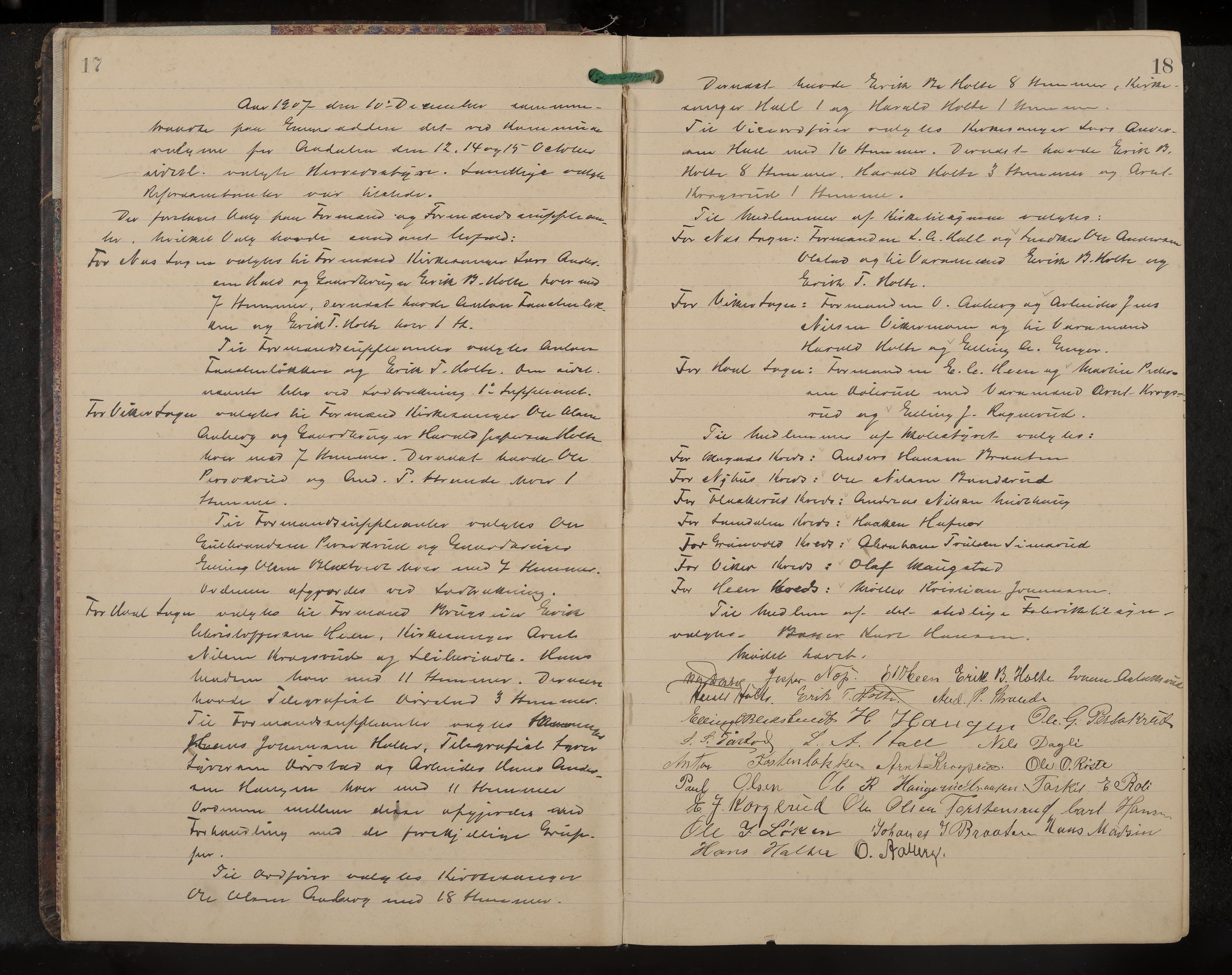 Ådal formannskap og sentraladministrasjon, IKAK/0614021/A/Aa/L0003: Møtebok, 1907-1914, p. 17-18