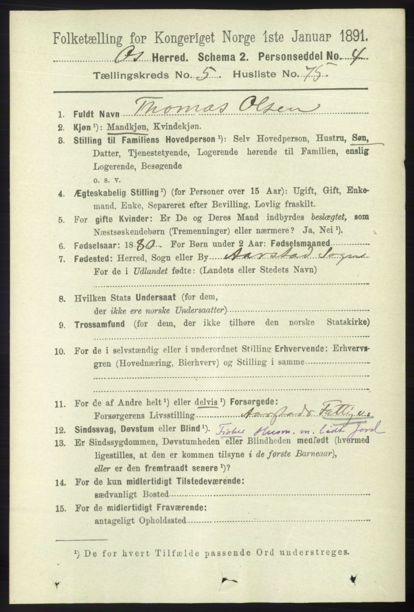 RA, 1891 census for 1243 Os, 1891, p. 1401