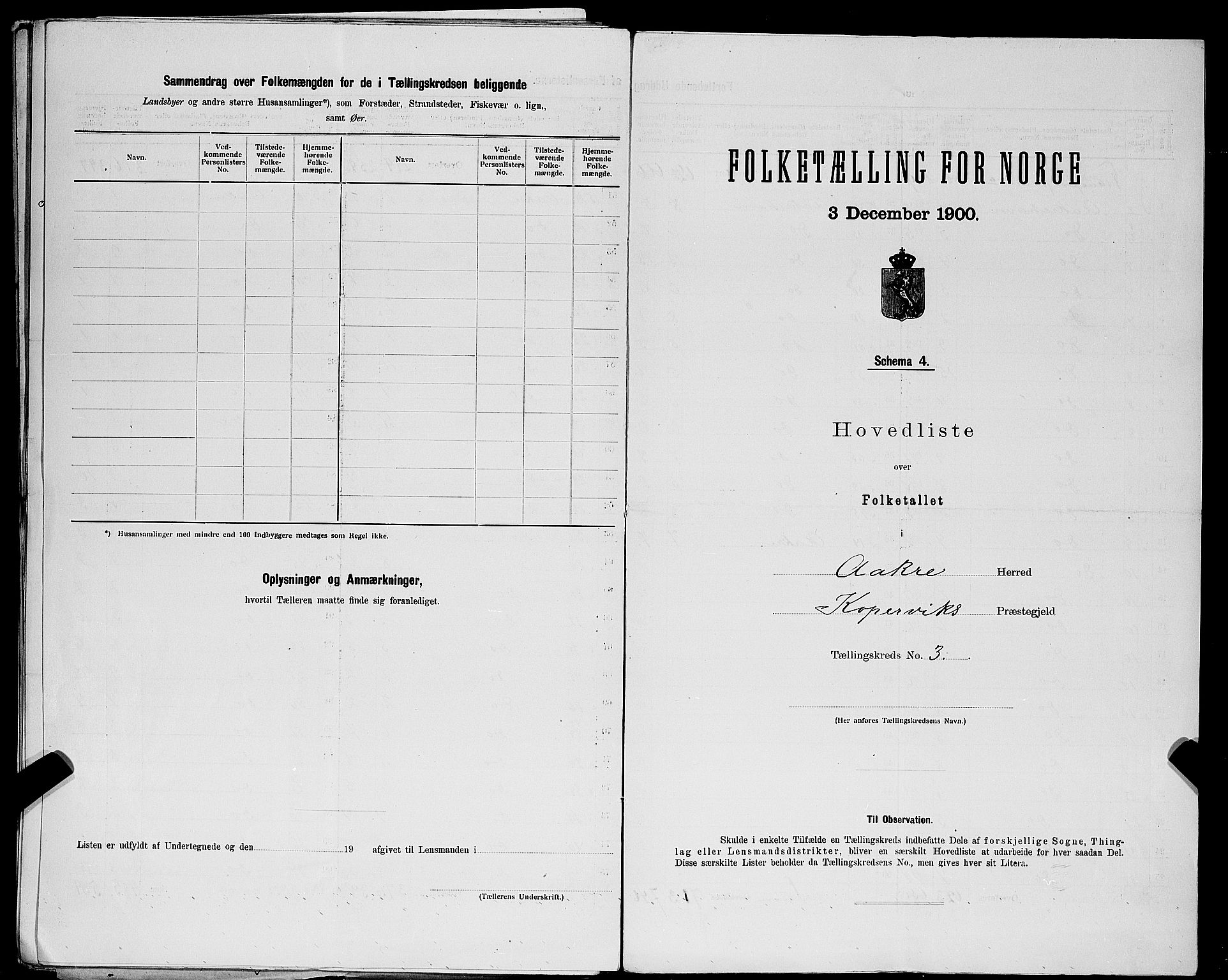 SAST, 1900 census for Åkra, 1900, p. 16