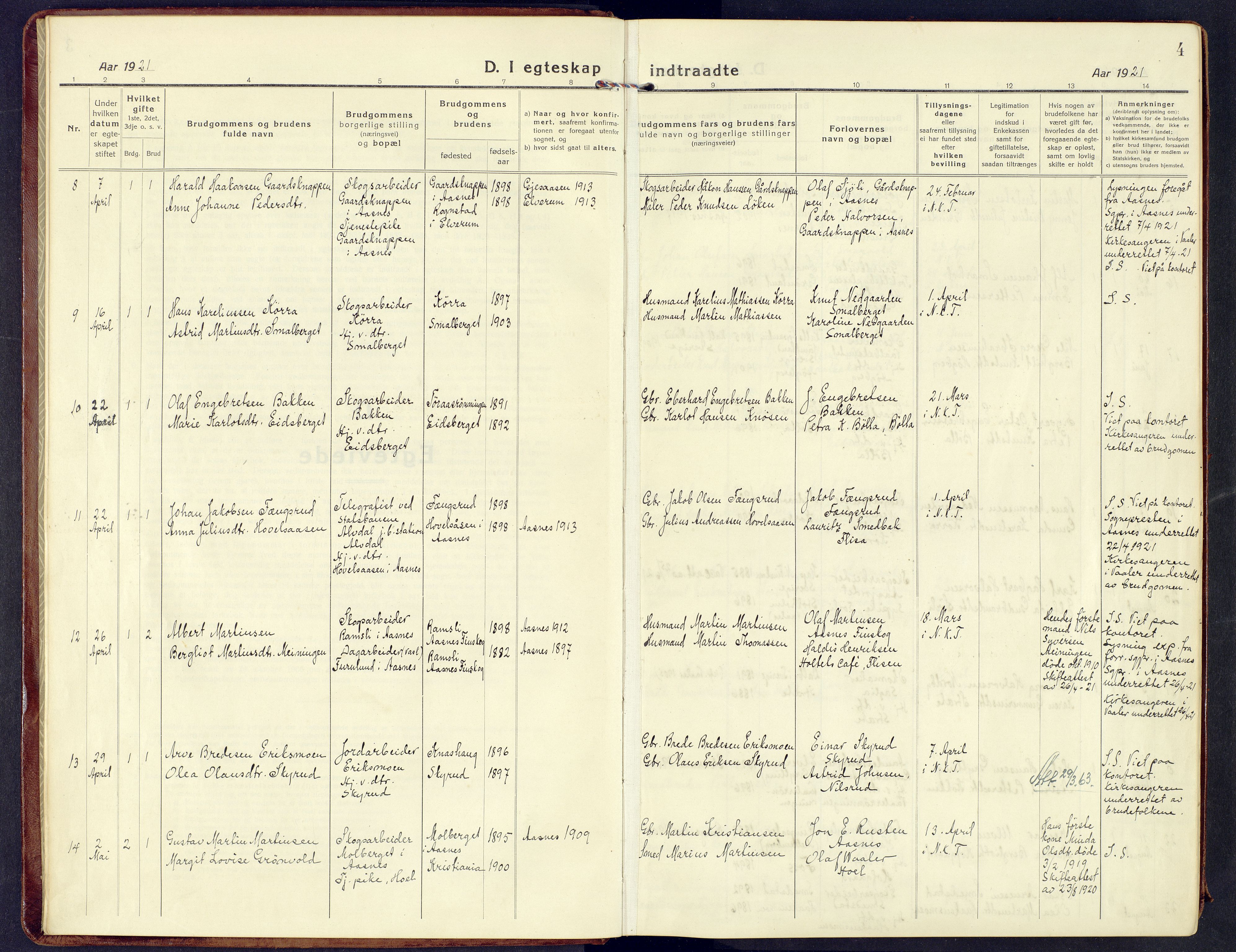 Våler prestekontor, Hedmark, SAH/PREST-040/H/Ha/Haa/L0011: Parish register (official) no. 11, 1919-1933, p. 4