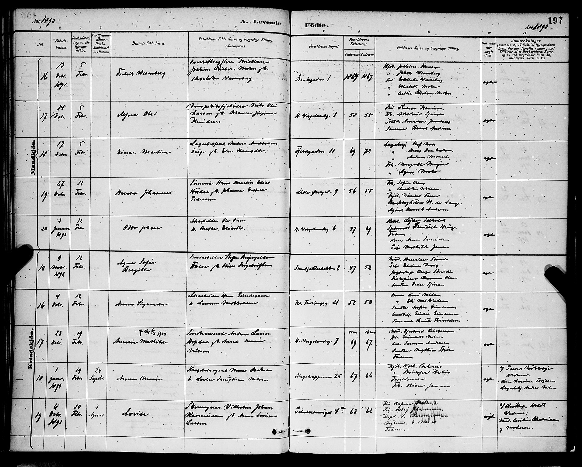 Korskirken sokneprestembete, AV/SAB-A-76101/H/Hab: Parish register (copy) no. B 9, 1887-1896, p. 197