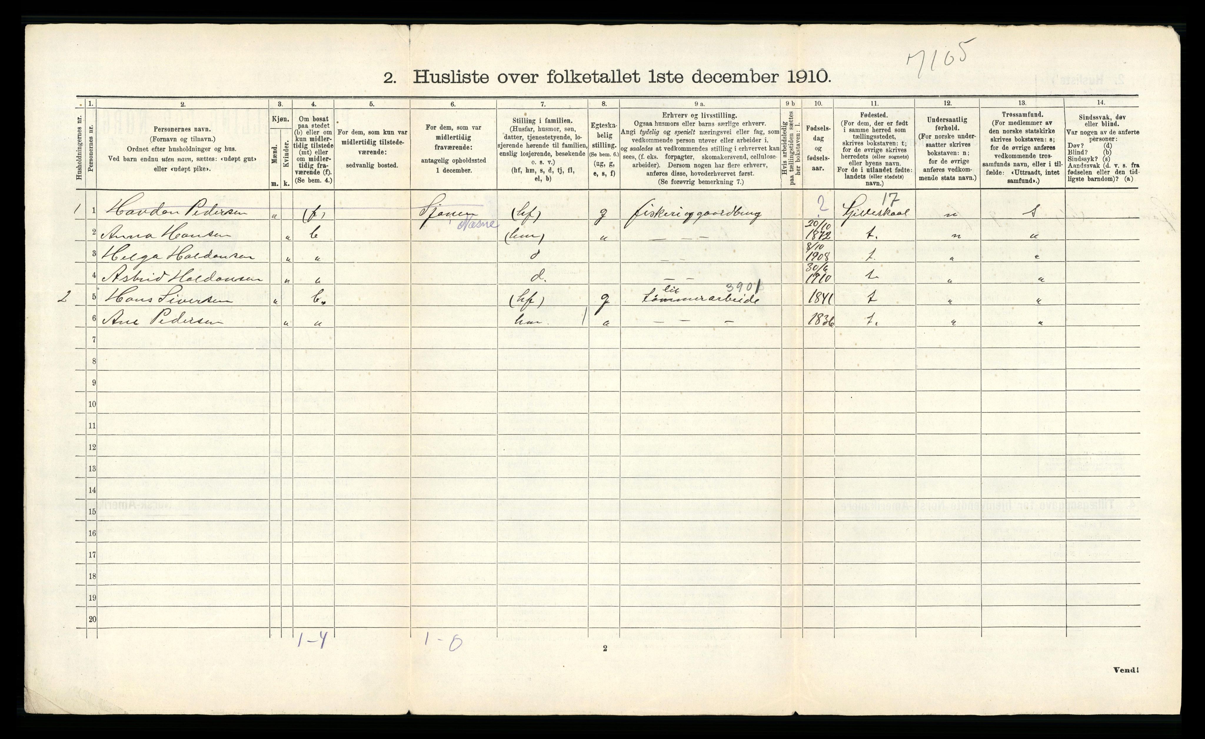 RA, 1910 census for Velfjord, 1910, p. 34