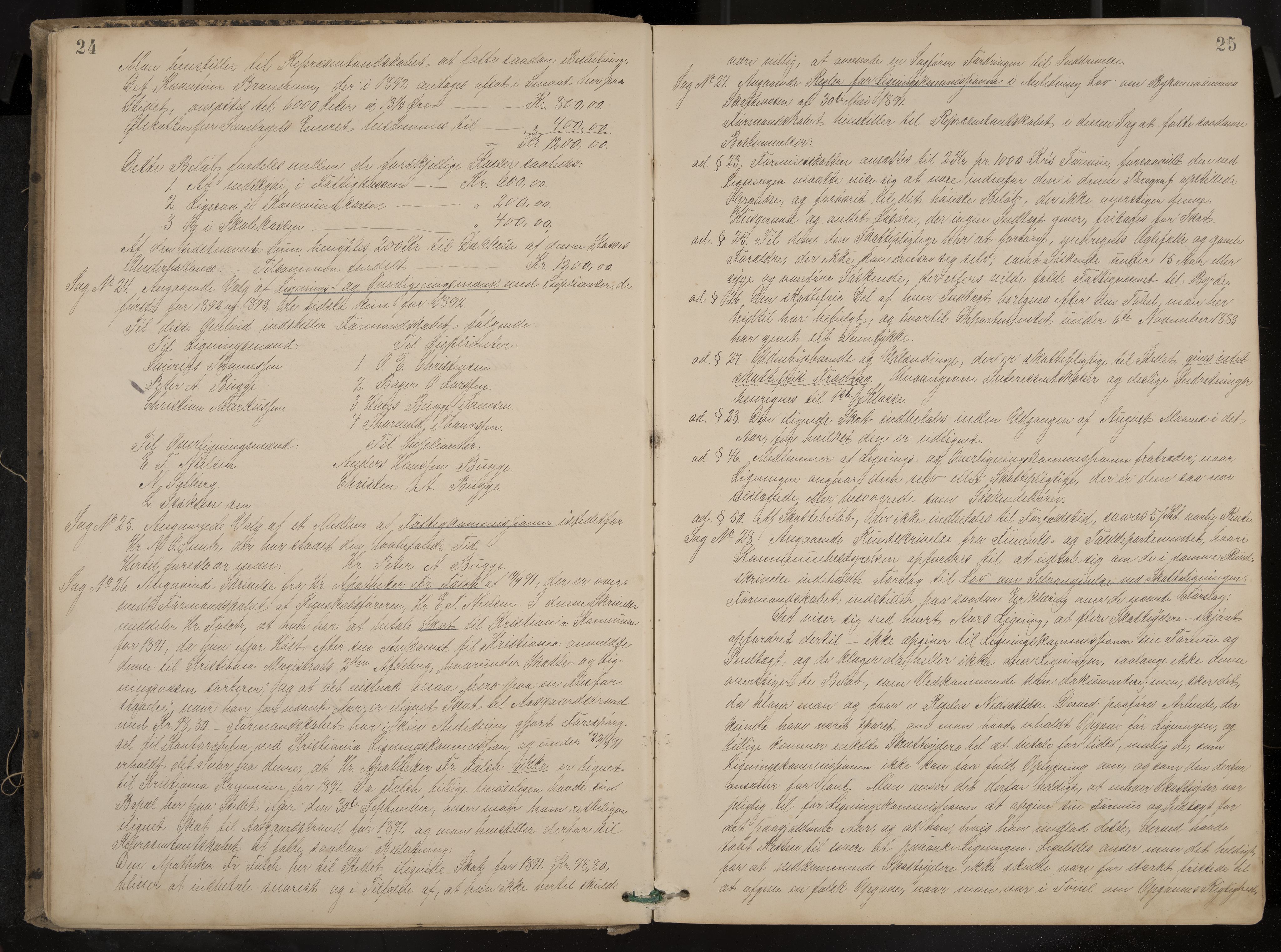 Åsgårdstrand formannskap og sentraladministrasjon, IKAK/0704021/A/L0003: Møtebok med register, 1890-1908, p. 24-25