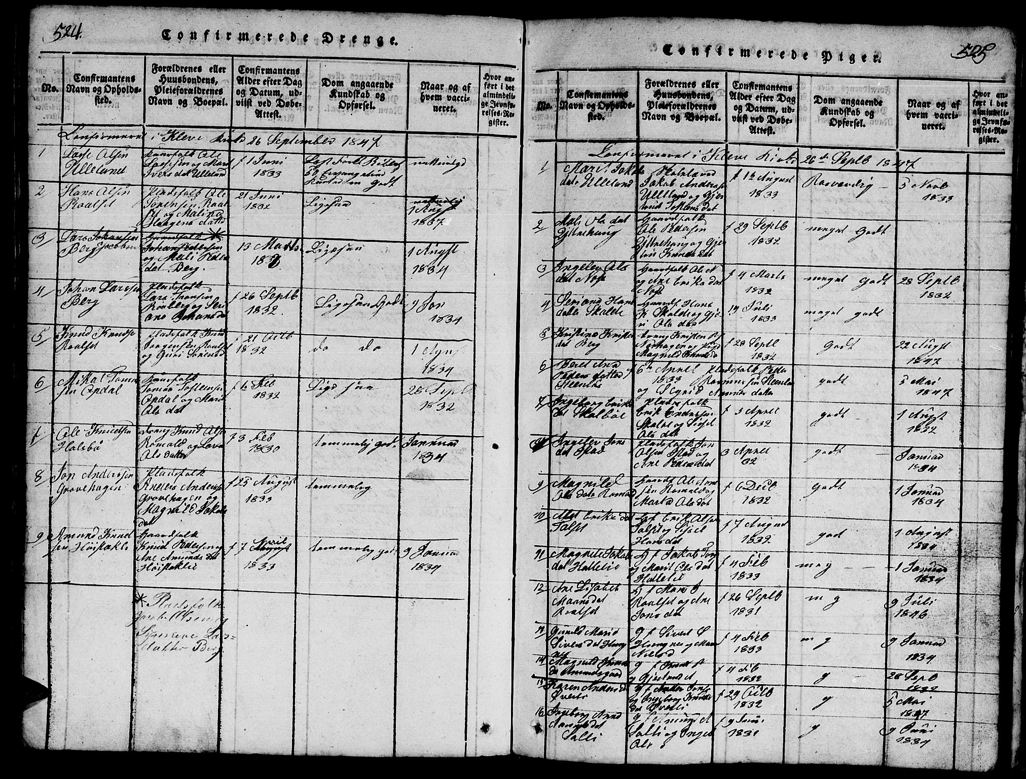 Ministerialprotokoller, klokkerbøker og fødselsregistre - Møre og Romsdal, SAT/A-1454/557/L0683: Parish register (copy) no. 557C01, 1818-1862, p. 524-525