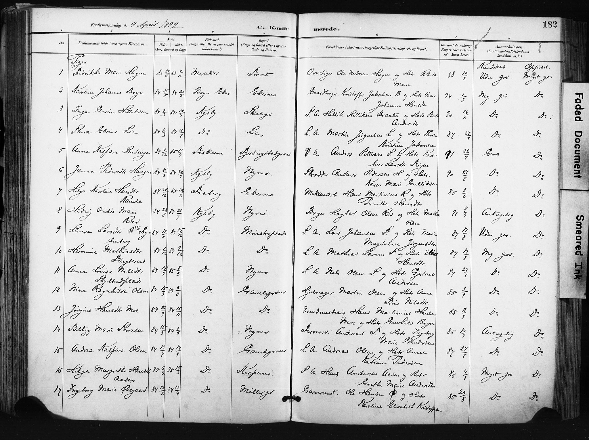 Kongsberg kirkebøker, AV/SAKO-A-22/F/Fb/L0003: Parish register (official) no. II 3, 1896-1905, p. 182