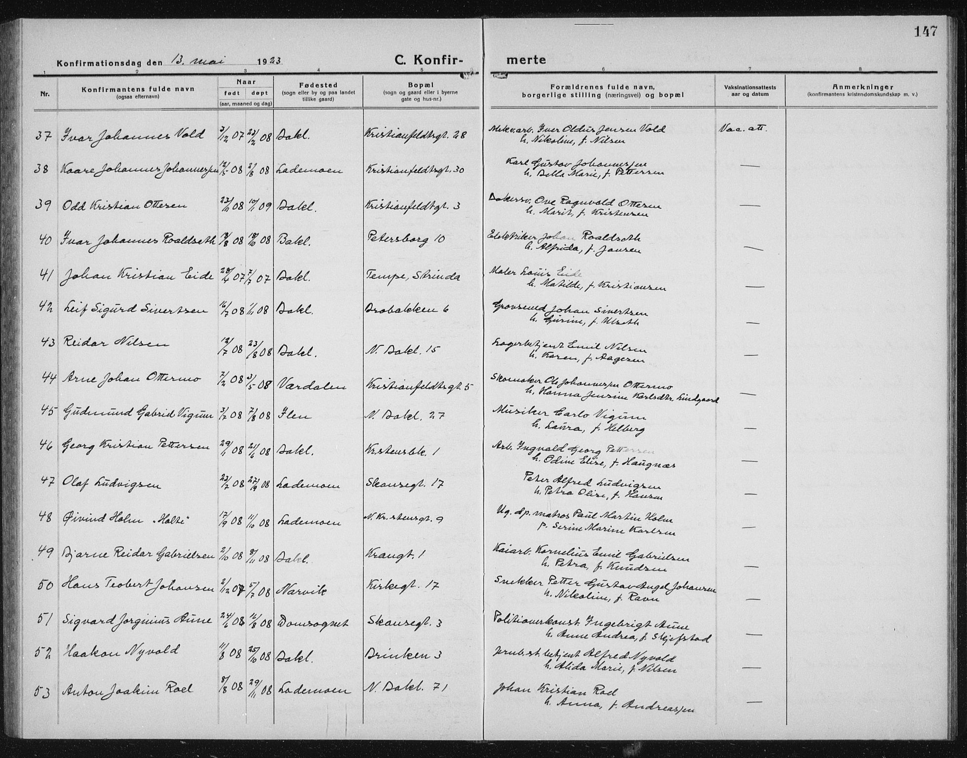 Ministerialprotokoller, klokkerbøker og fødselsregistre - Sør-Trøndelag, AV/SAT-A-1456/604/L0227: Parish register (copy) no. 604C10, 1923-1942, p. 147