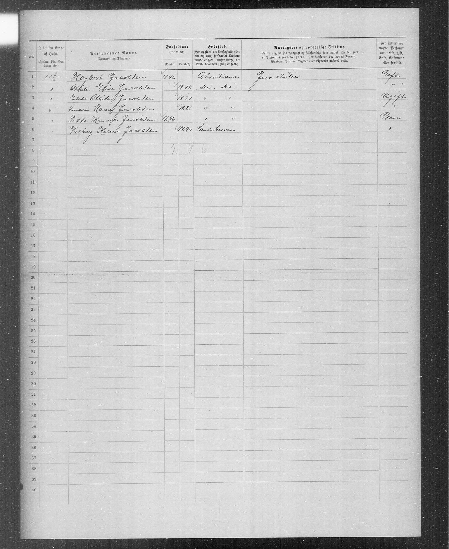 OBA, Municipal Census 1899 for Kristiania, 1899, p. 2674