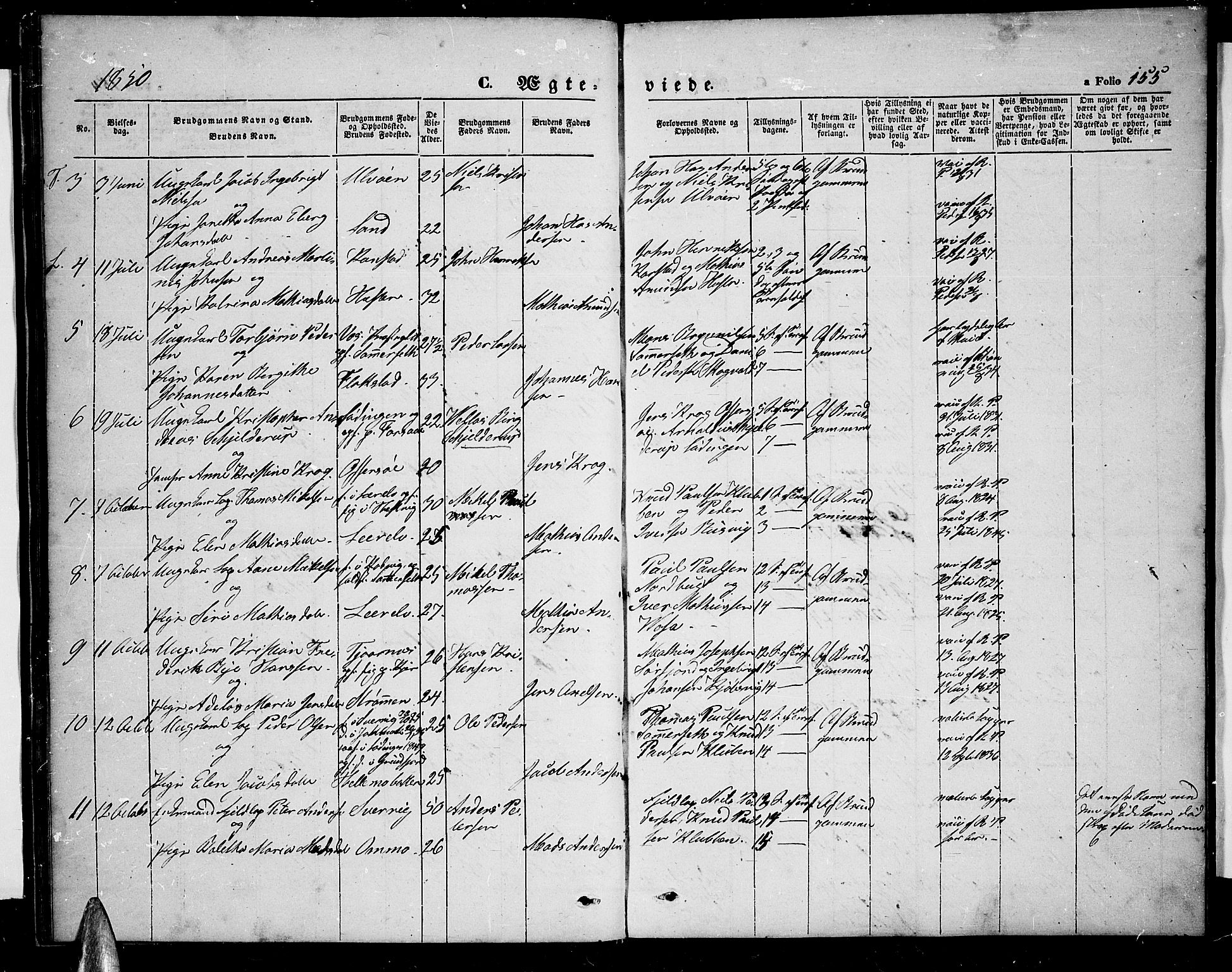 Ministerialprotokoller, klokkerbøker og fødselsregistre - Nordland, AV/SAT-A-1459/872/L1045: Parish register (copy) no. 872C01, 1840-1851, p. 155