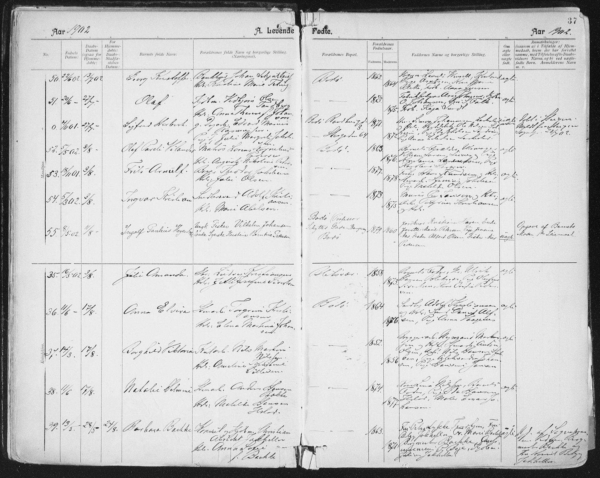 Ministerialprotokoller, klokkerbøker og fødselsregistre - Nordland, AV/SAT-A-1459/801/L0011: Parish register (official) no. 801A11, 1900-1916, p. 37