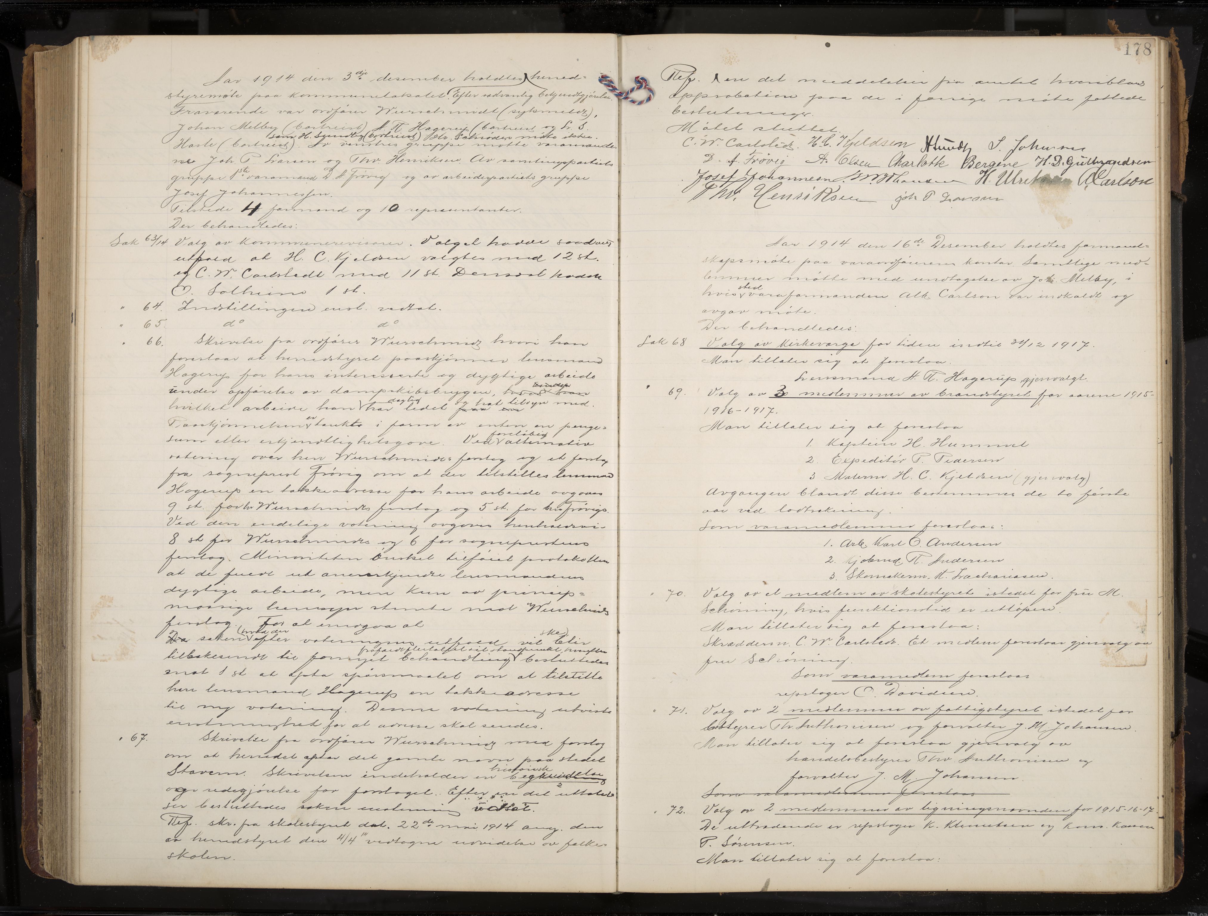 Stavern formannskap og sentraladministrasjon, IKAK/0708021/A/Aa/L0005: Møtebok med register, 1905-1917, p. 178