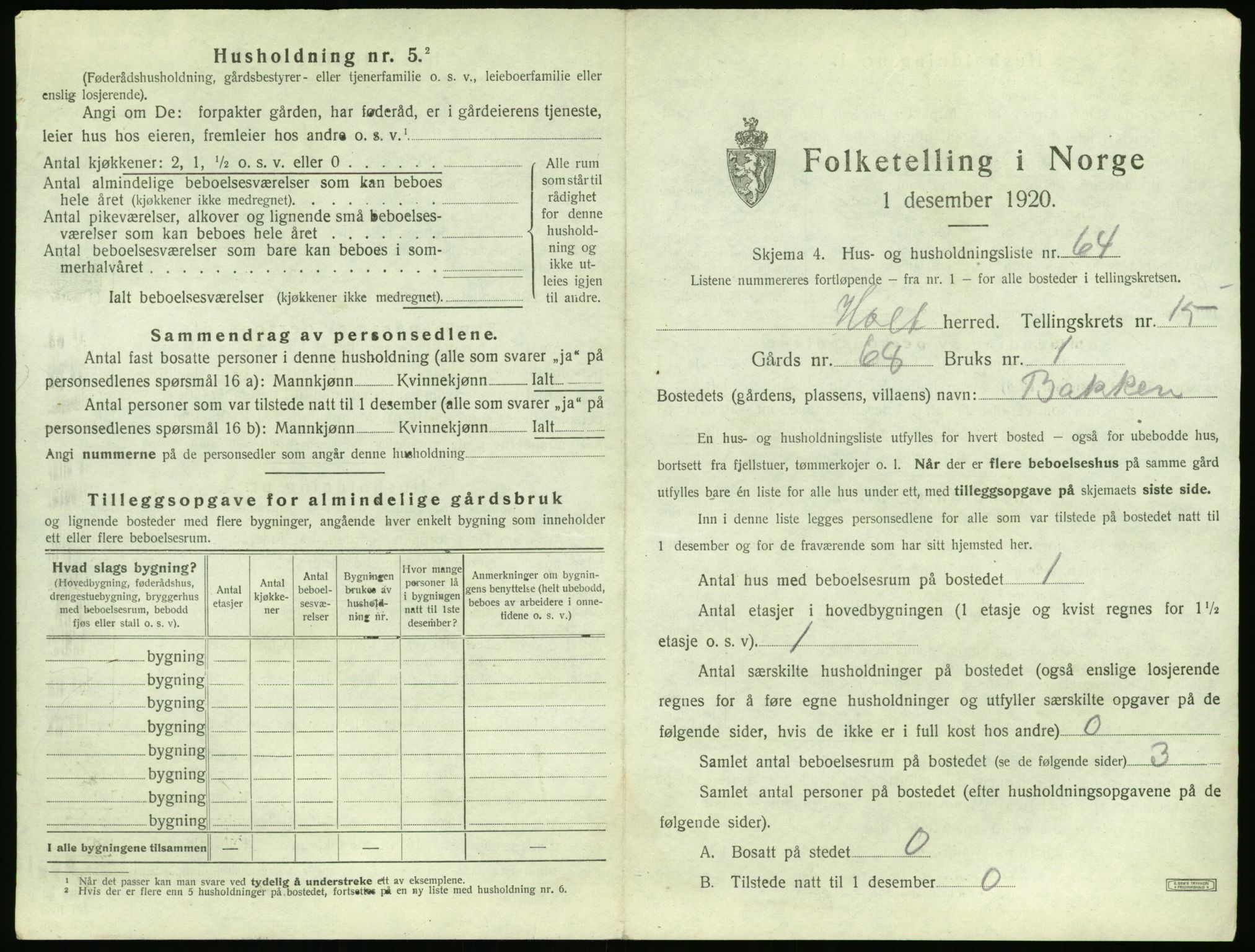 SAK, 1920 census for Holt, 1920, p. 1600