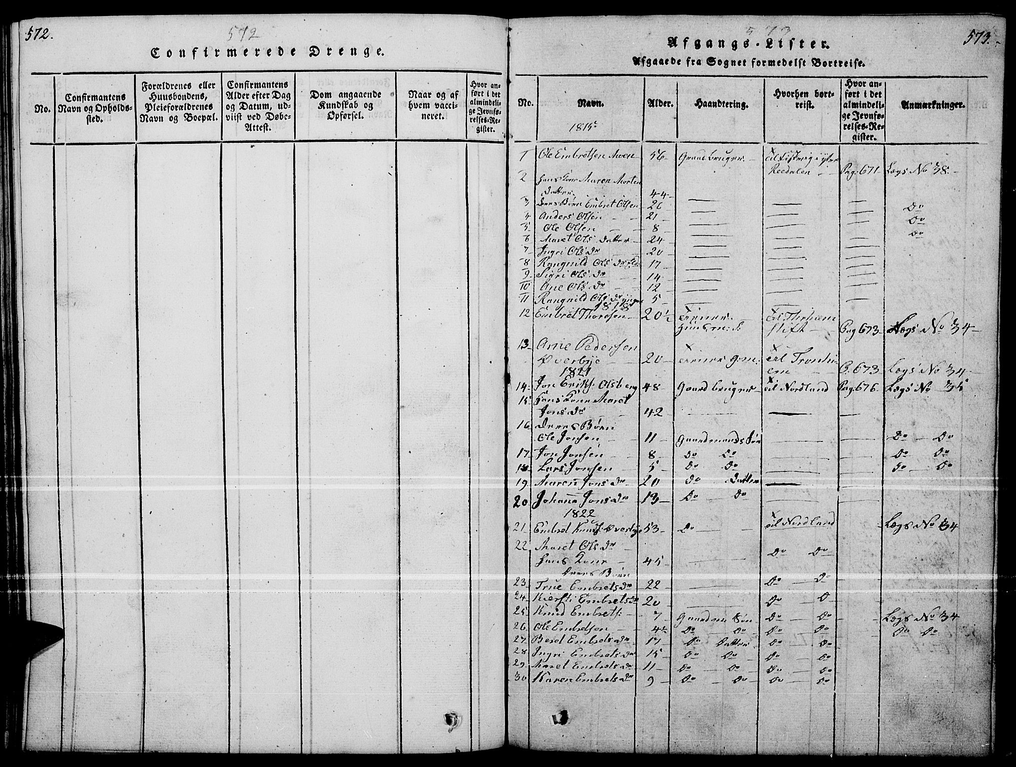 Tynset prestekontor, SAH/PREST-058/H/Ha/Hab/L0004: Parish register (copy) no. 4, 1814-1879, p. 572-573