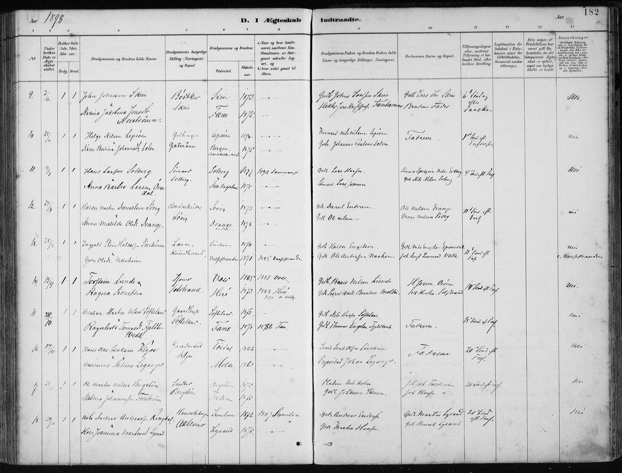 Os sokneprestembete, SAB/A-99929: Parish register (official) no. B 1, 1885-1902, p. 182