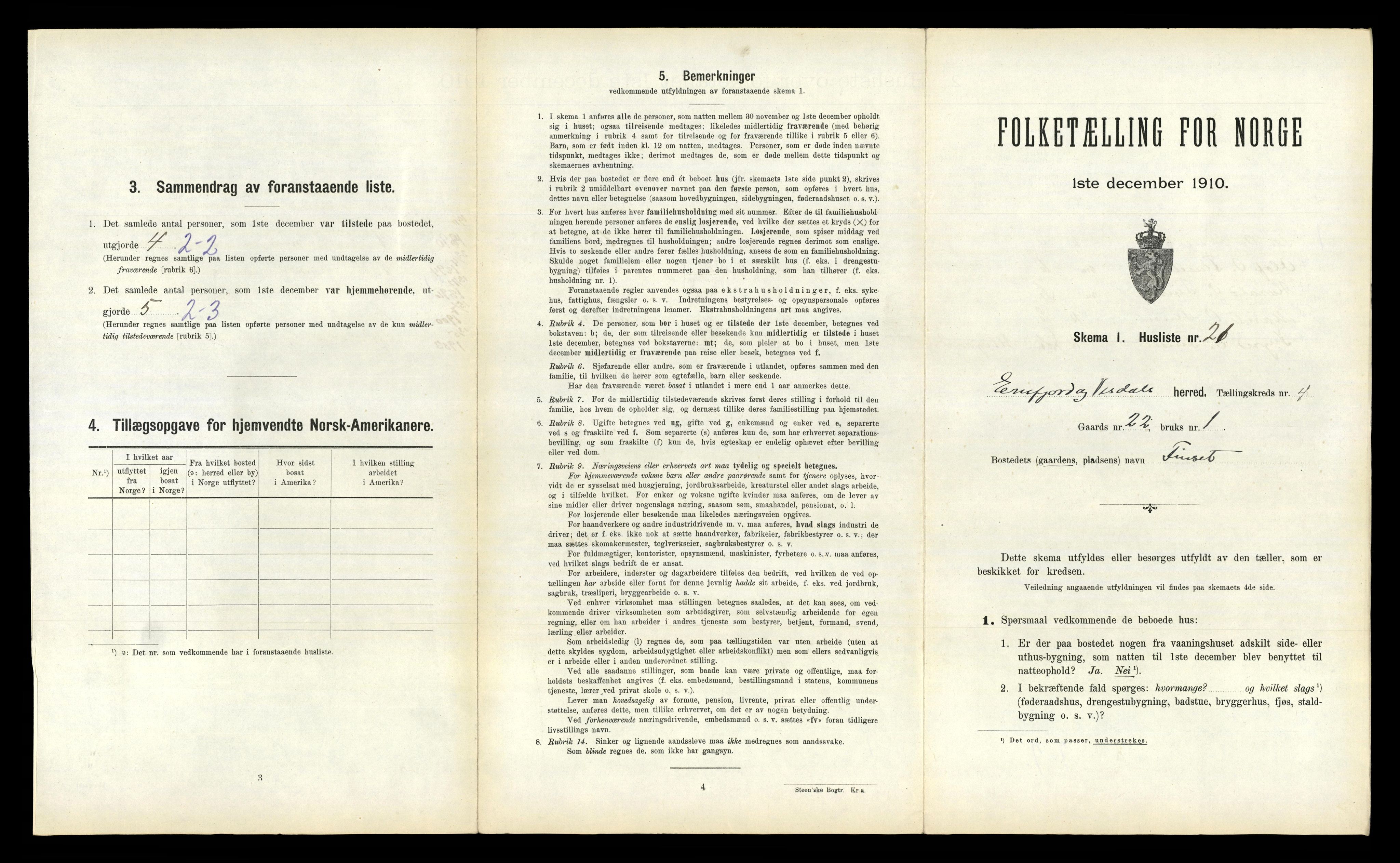 RA, 1910 census for Eresfjord og Vistdal, 1910, p. 273