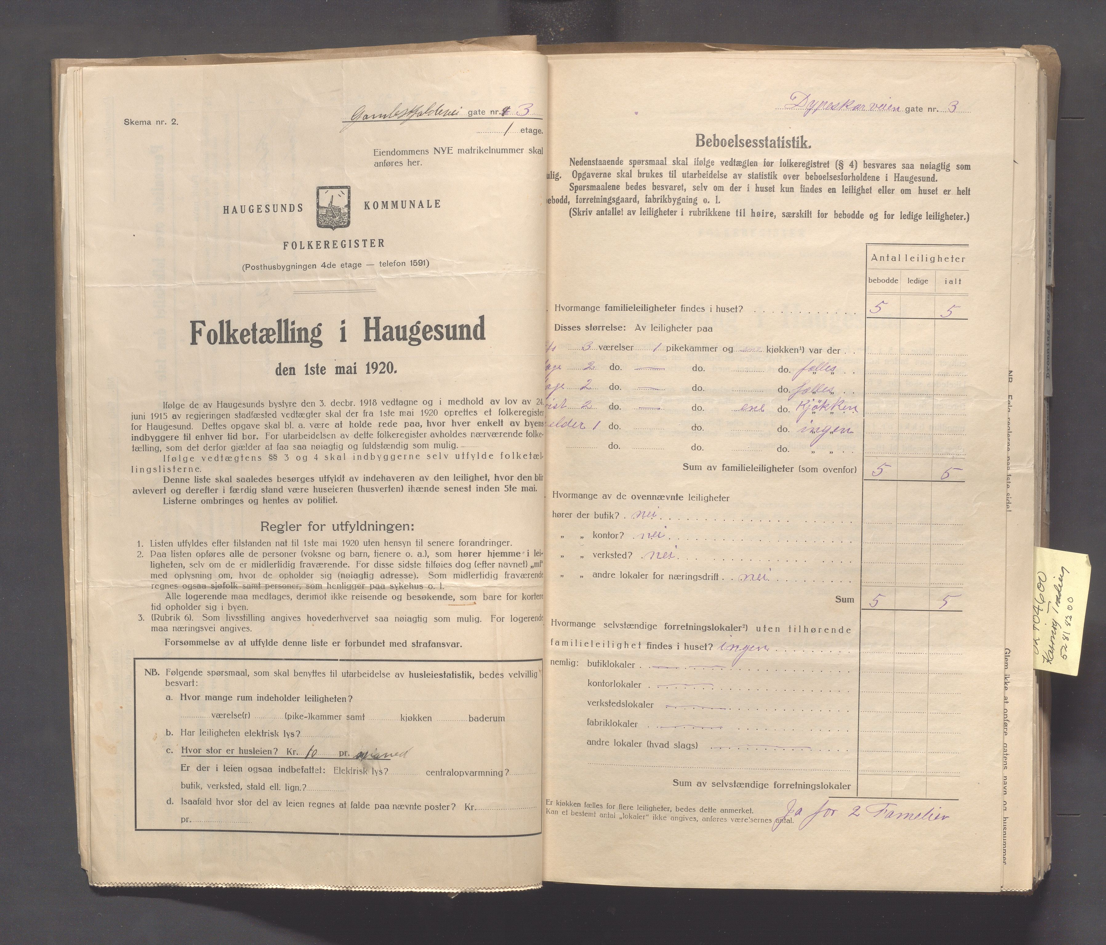 IKAR, Local census 1.5.1920 for Haugesund, 1920, p. 446